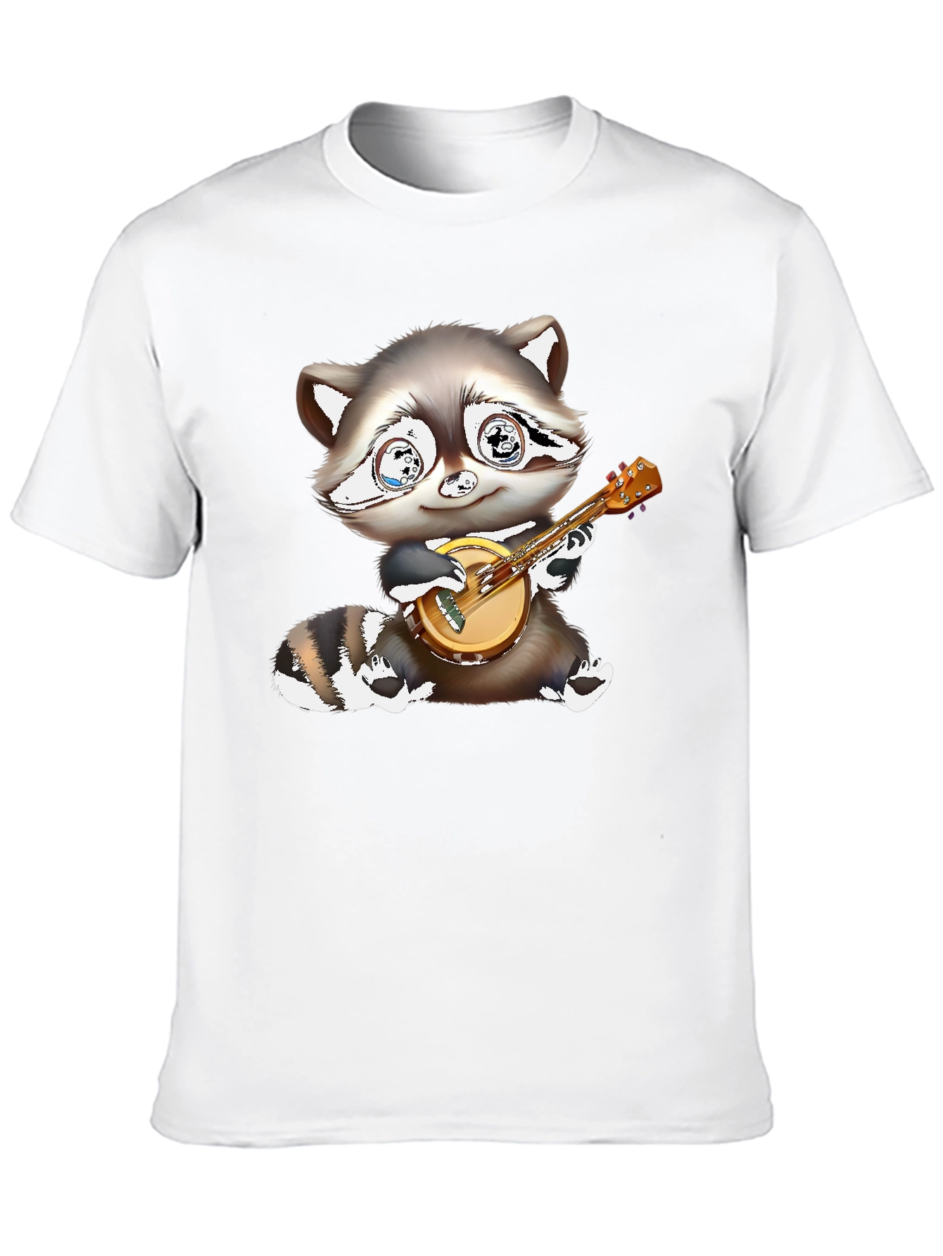 Black Raccoon Banjo Player Graphic Tee - Black Cotton Blend view 10