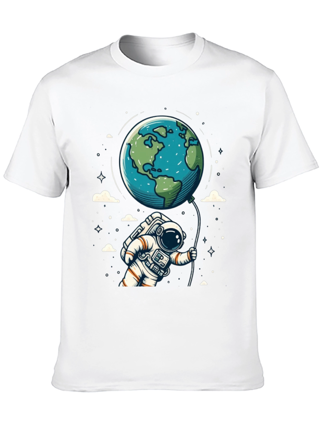 Black Astronaut Earth Balloon Black T-Shirt view 10