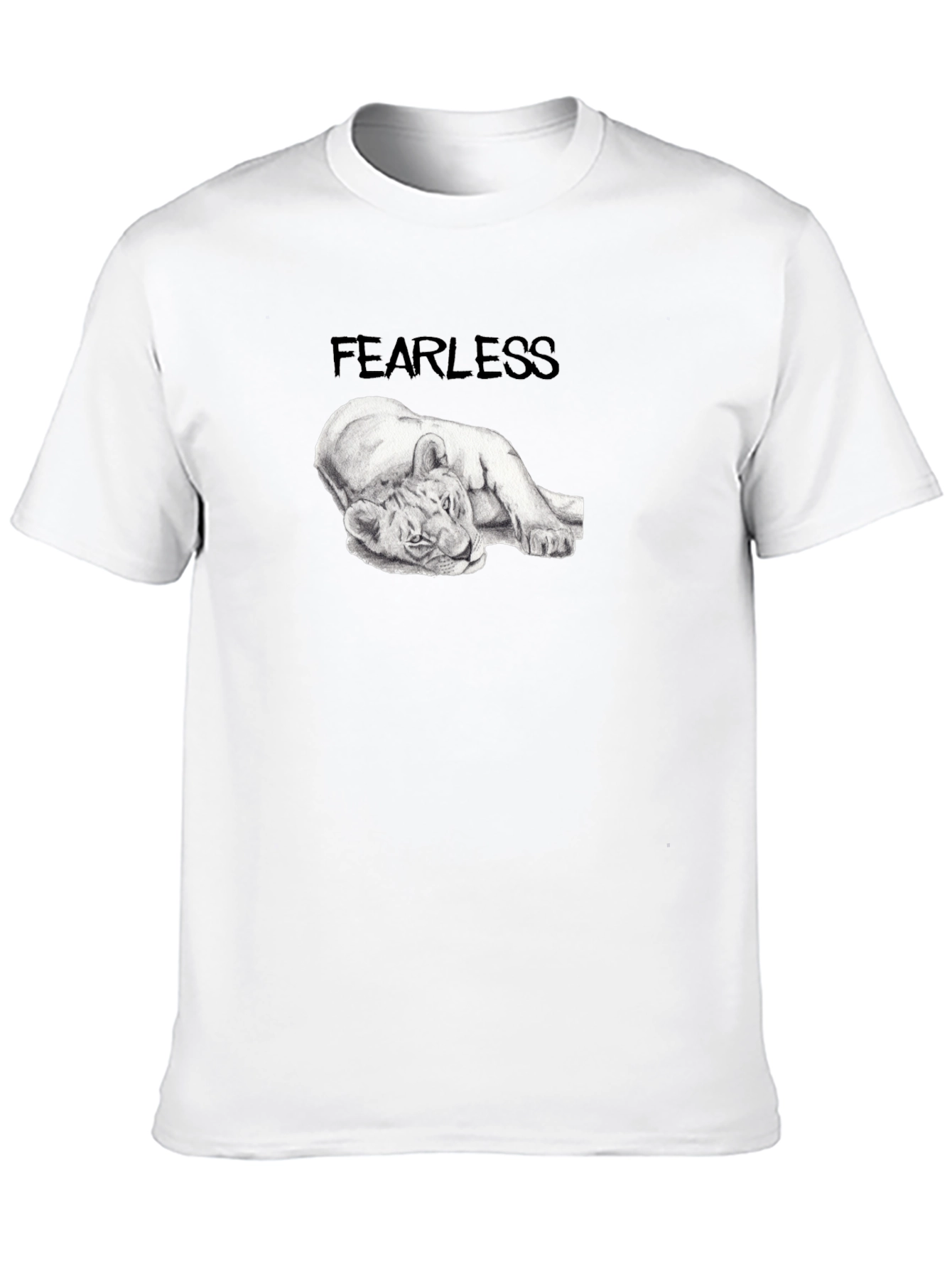 Black Fearless Lion Tee - Black Graphic T-Shirt view 10