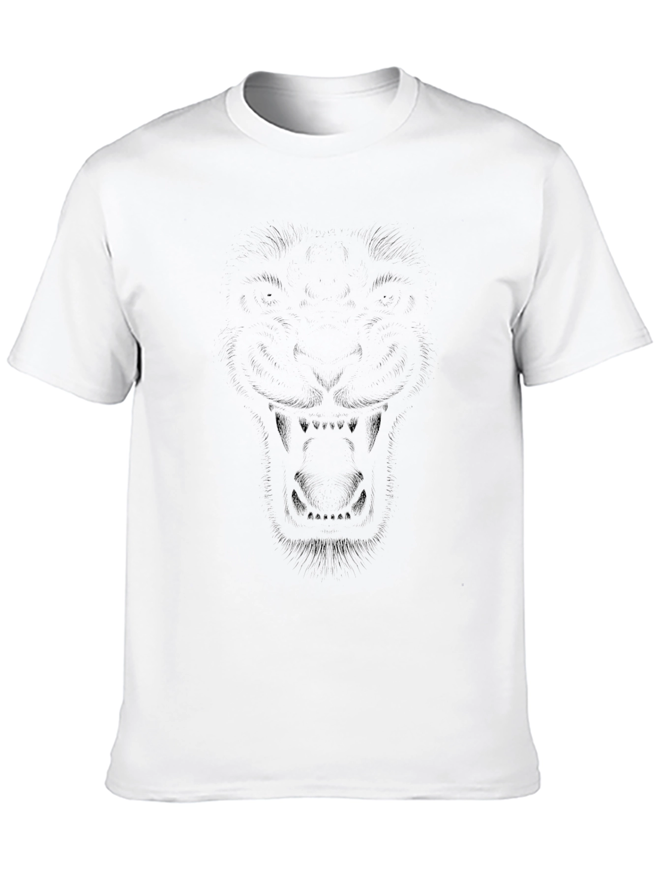 Black Men's Black Graphic Tee - Lion Face Design view 10
