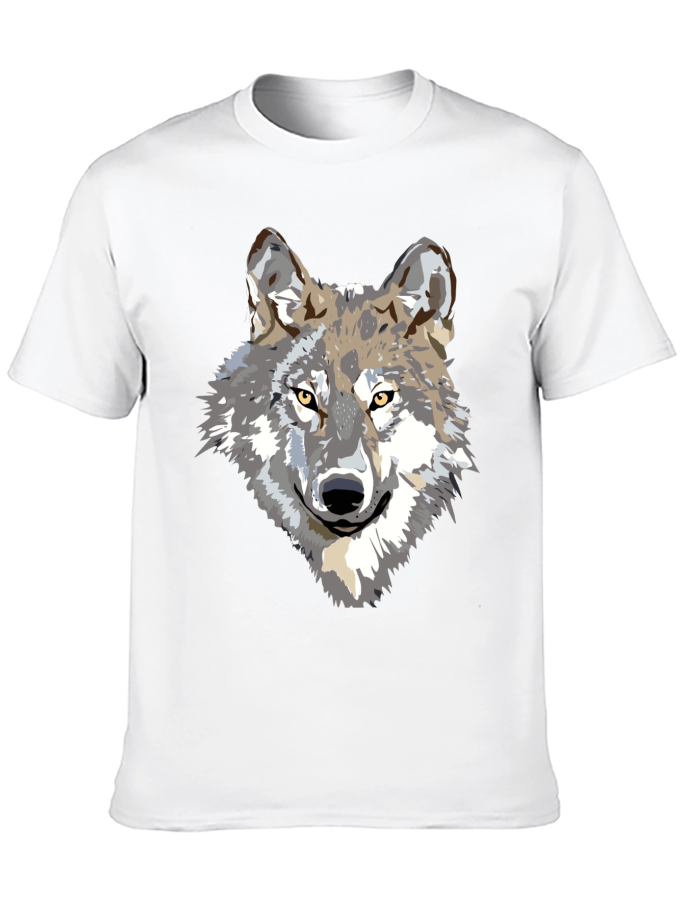 Black Men's Black T-Shirt with Wolf Graphic view 10