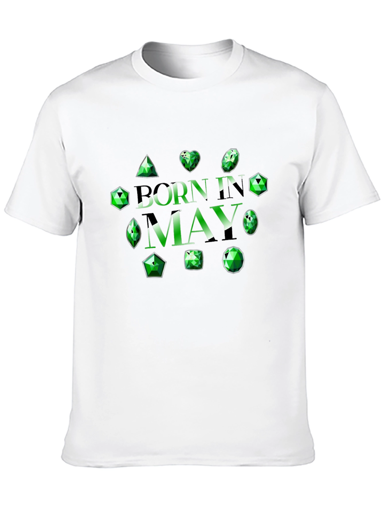 Black Born in May Emerald Gemstone T-Shirt view 10