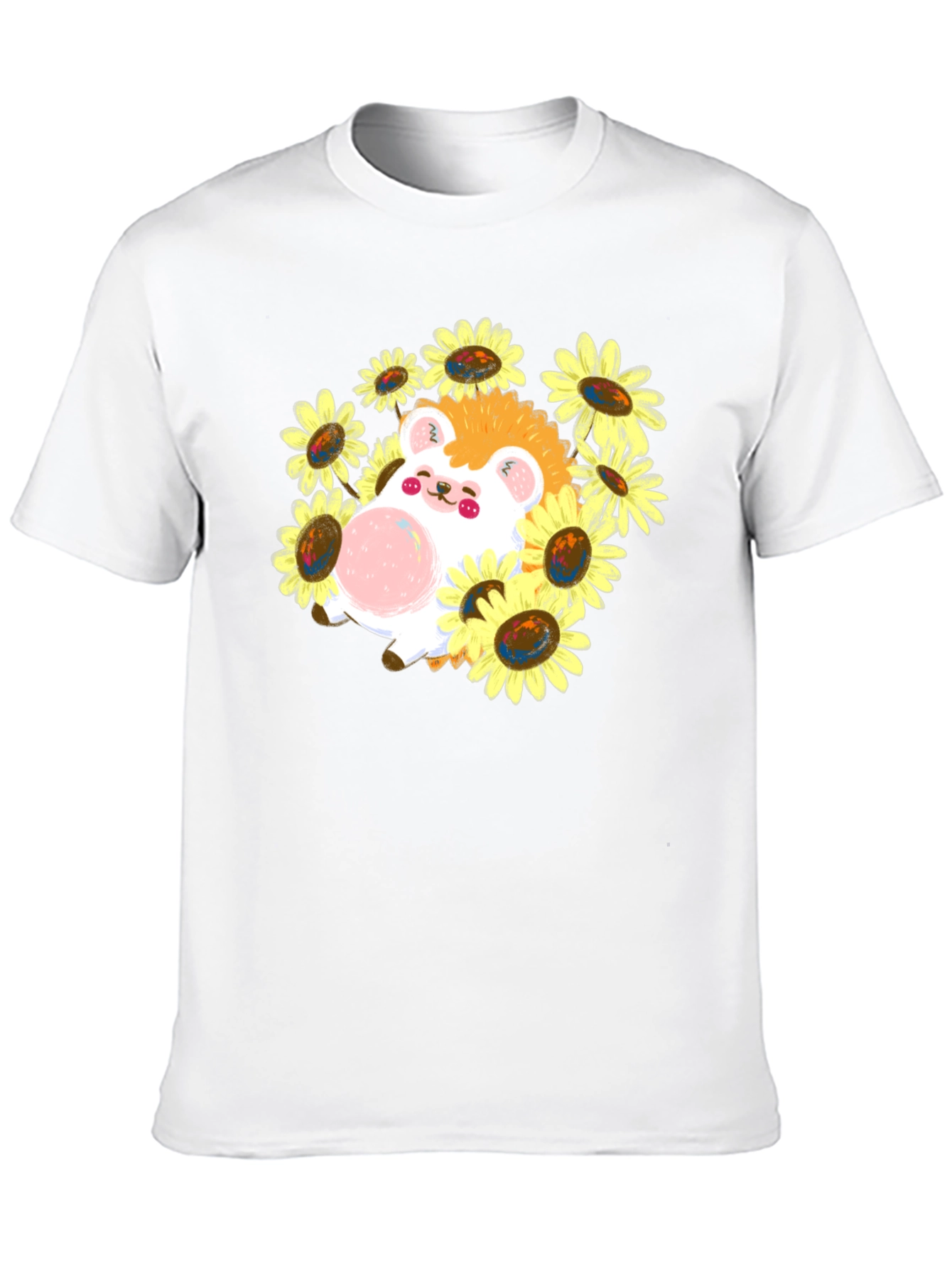 Black Cute Hedgehog Sunflower T-Shirt view 10