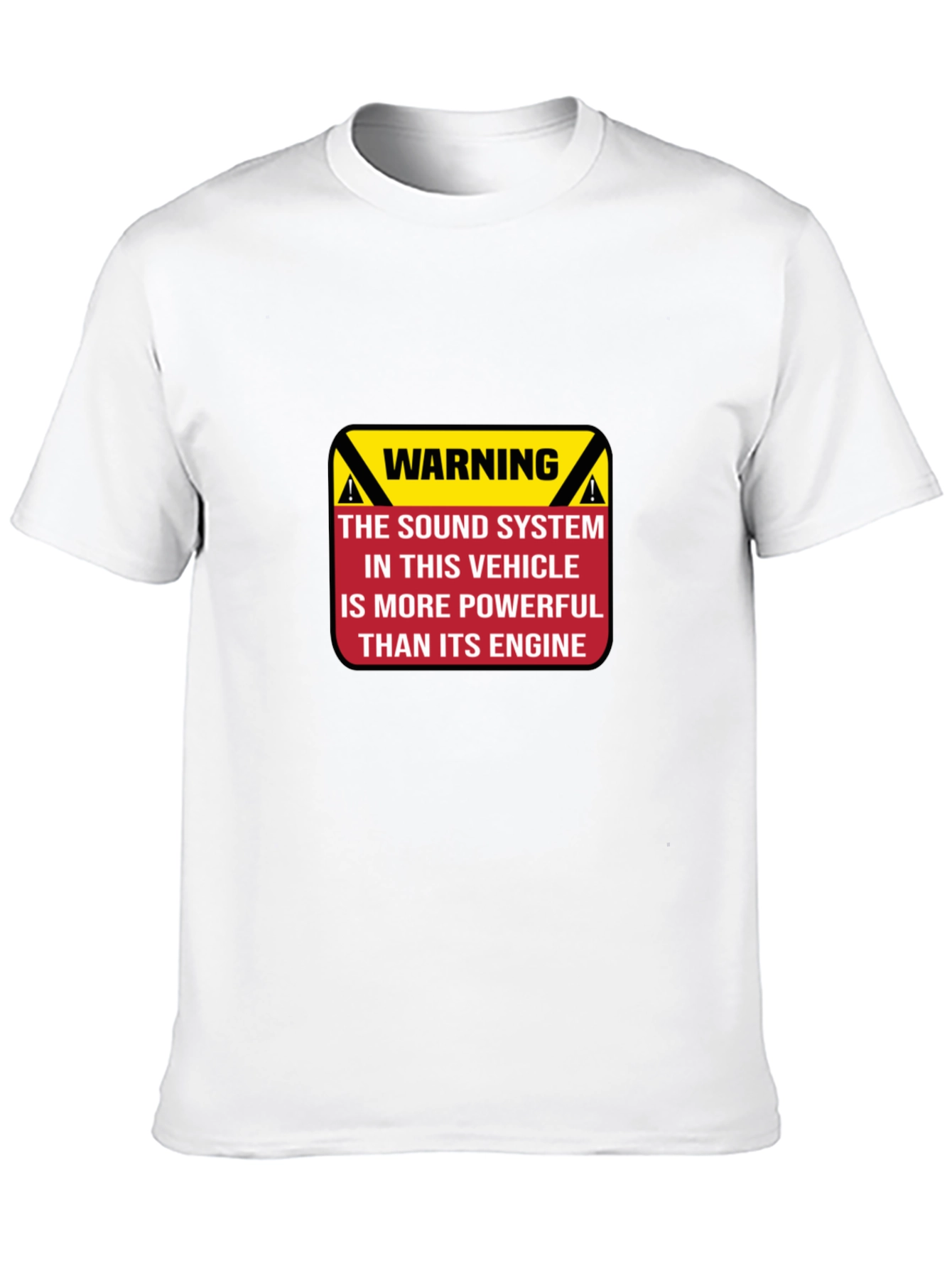 Black Warning Powerful Sound System T-Shirt view 10