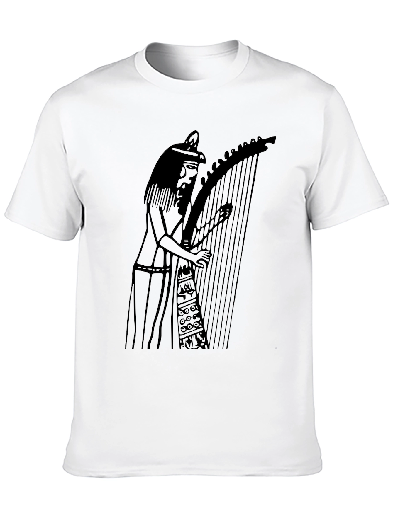 Black Egyptian Harpist Graphic Tee - Black Unisex T-Shirt view 10