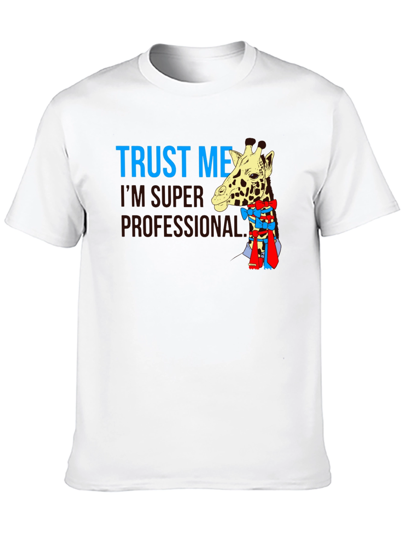Black Trust Me I'm Super Professional Giraffe Bow T-Shirt view 10