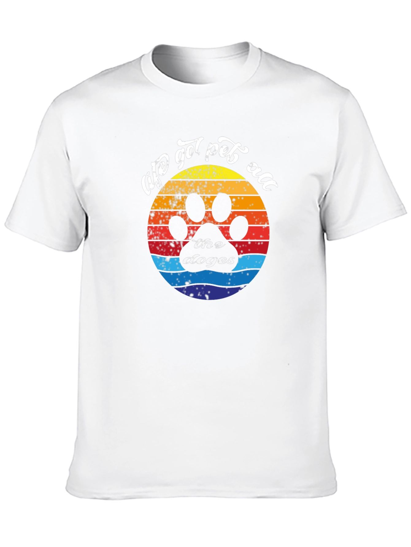 Black Retro Dog Paw T-Shirt - "life got pet all the doges" view 10