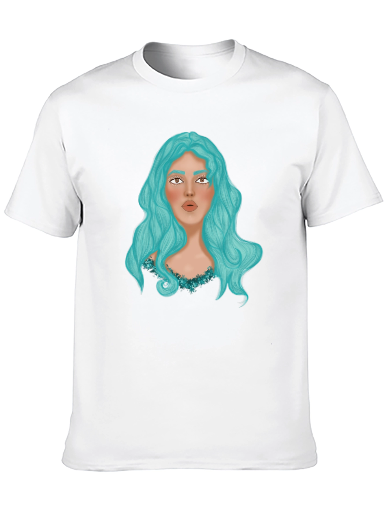 Black Graphic Print T-Shirt - Woman with Blue Hair view 10