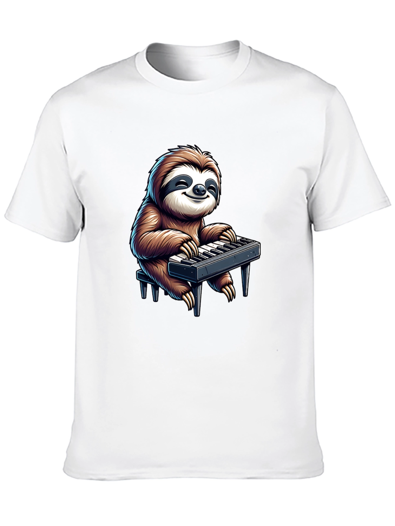 Black Sloth Playing Keyboard Graphic Tee - Black view 10