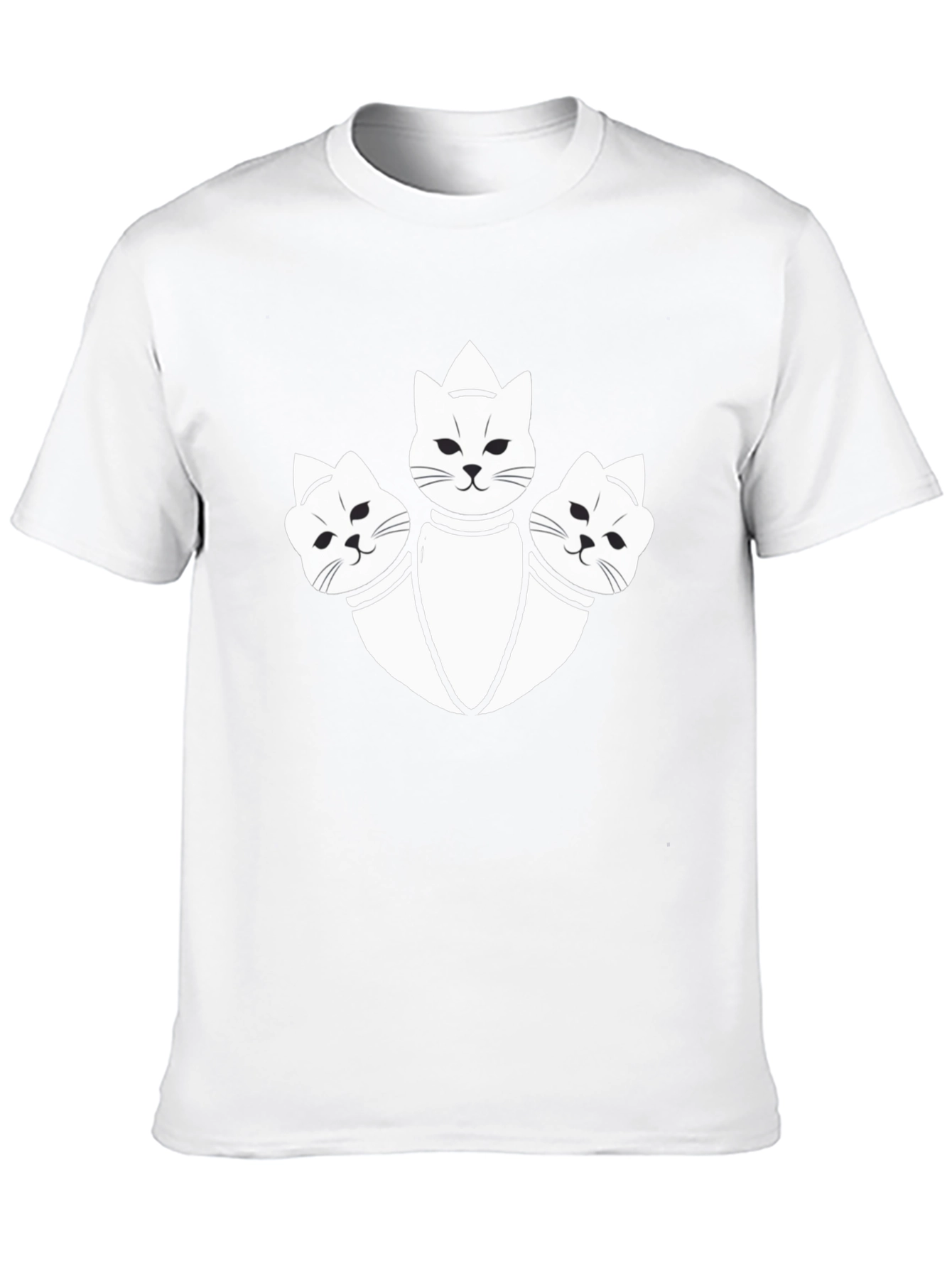 Black Three-Headed Cat Graphic Tee - Unique Design view 10