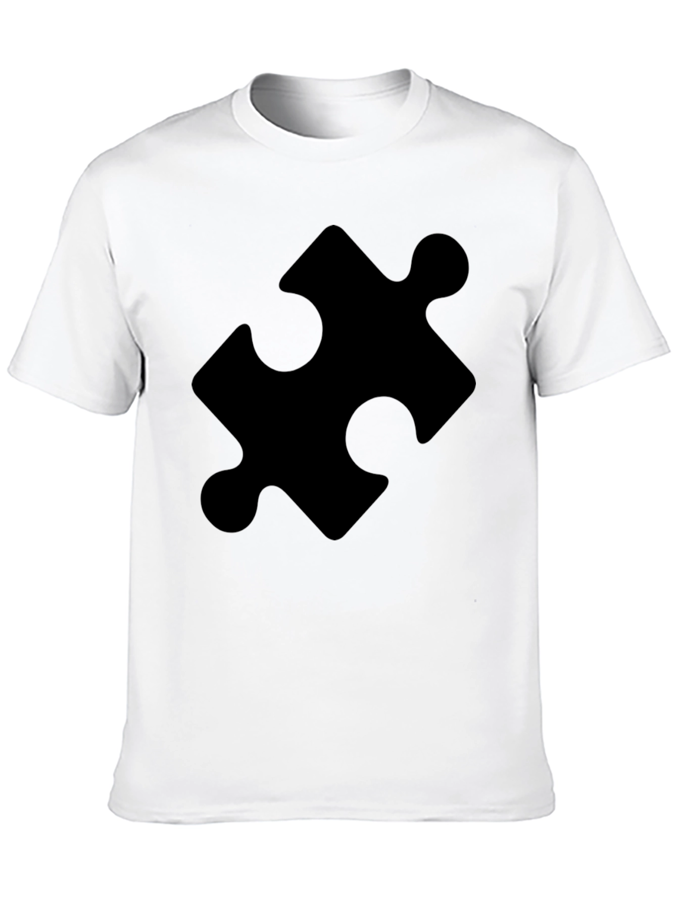 Black Puzzle Piece Graphic Tee - Classic Black Cotton T-Shirt view 10