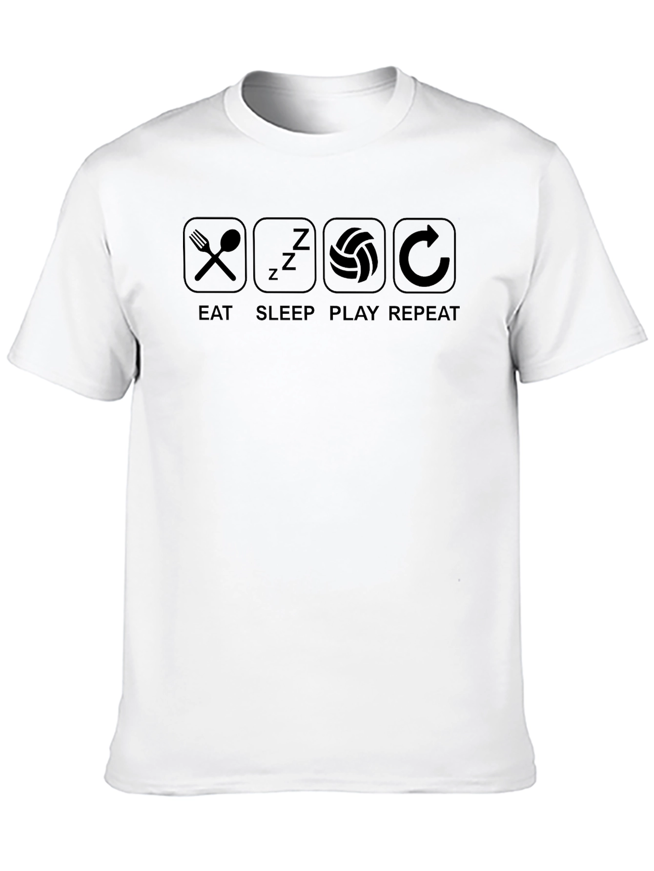 Black Eat Sleep Play Repeat Volleyball T-Shirt view 10