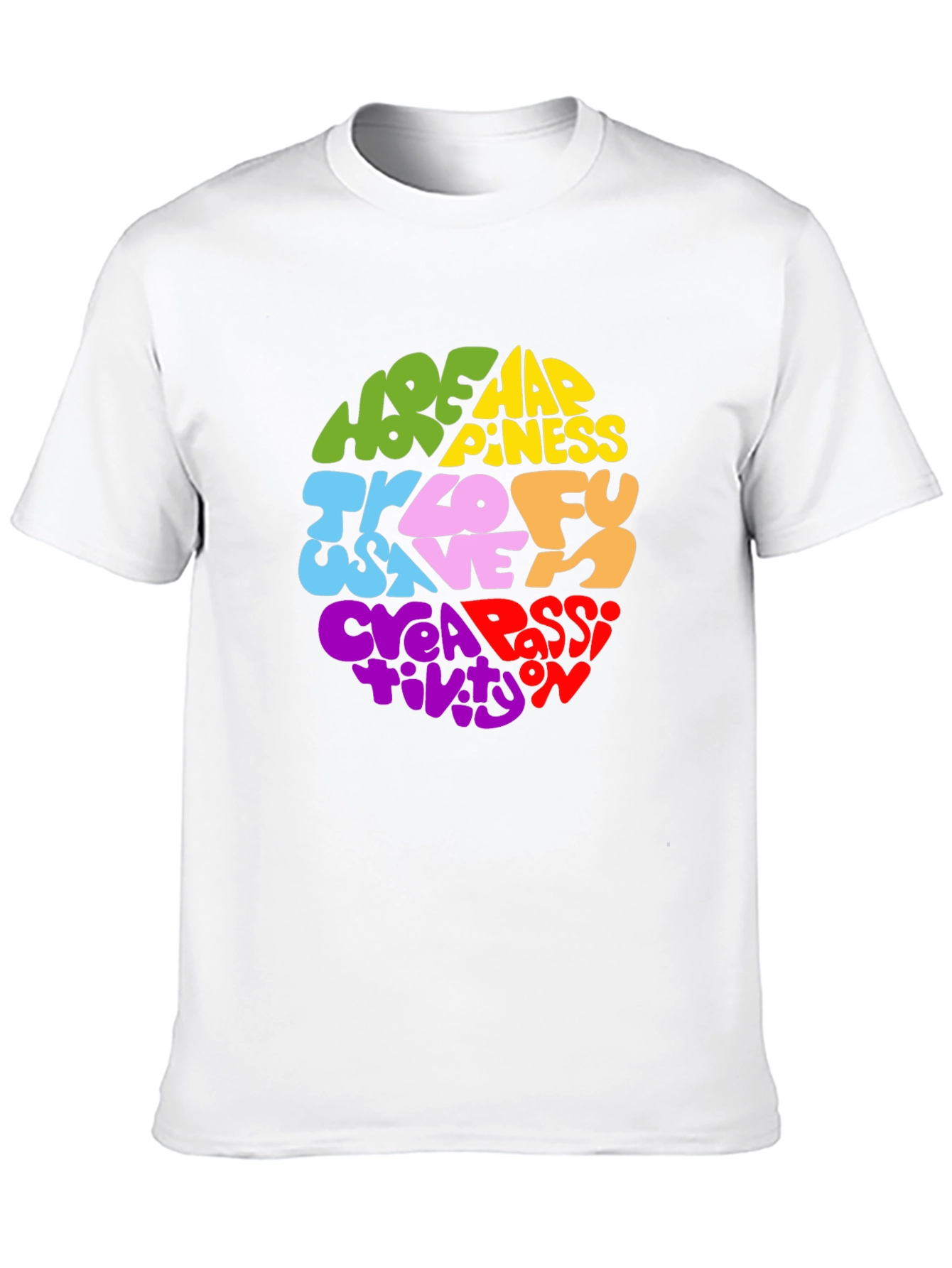 Black Colorful Word Art Graphic Print T-Shirt view 10