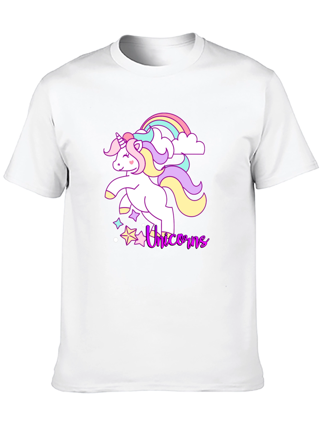 Black Unicorn Rainbow Graphic Tee - Black Cotton Casual Shirt view 10