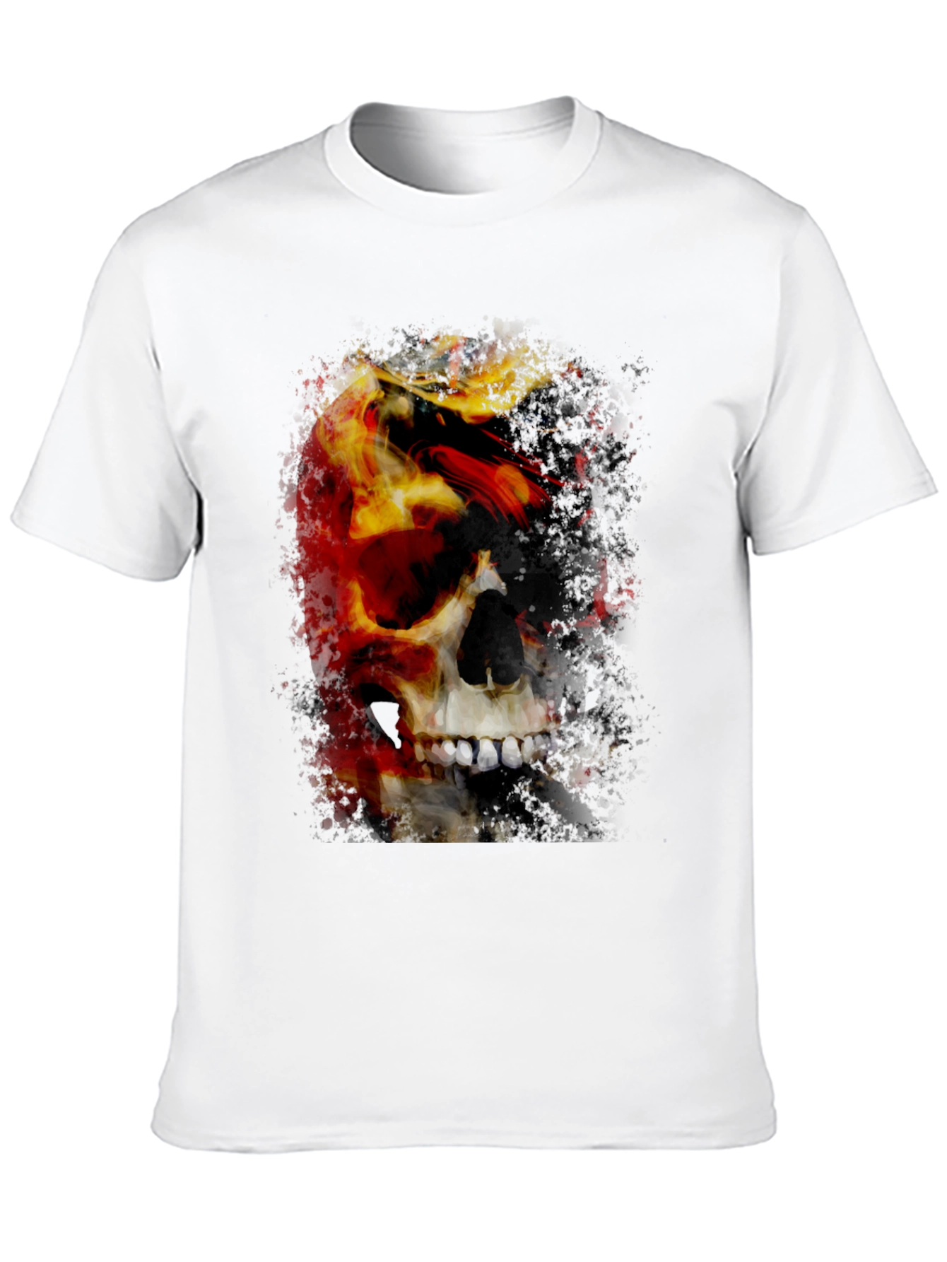 Black Skull & Fire Graphic T-Shirt - Men's Black Tee view 10