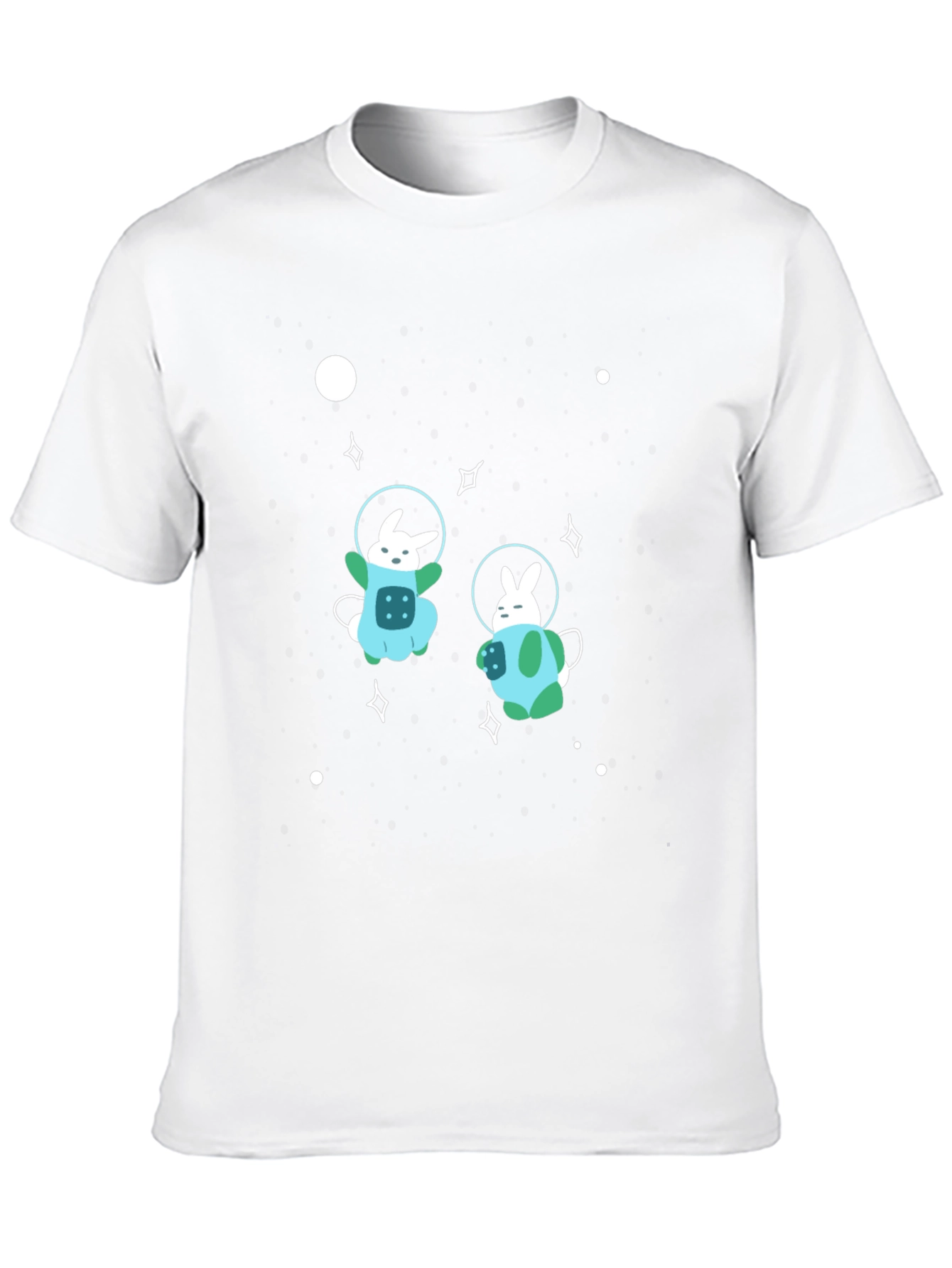 Black Space Bunny Graphic T-Shirt - Black Cotton Blend view 10