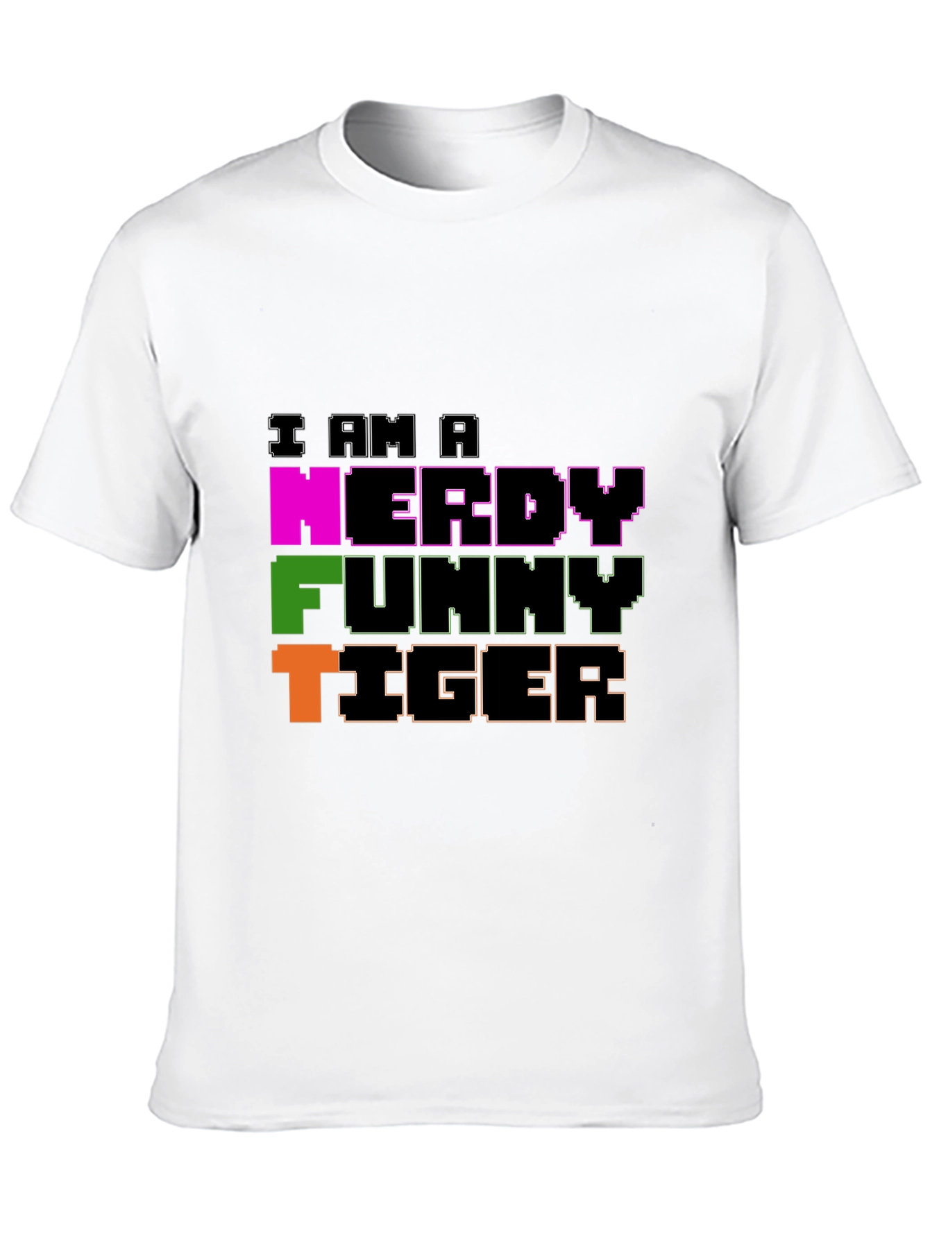 Black Nerdy Funny Tiger Graphic Tee - Black Crew Neck view 10