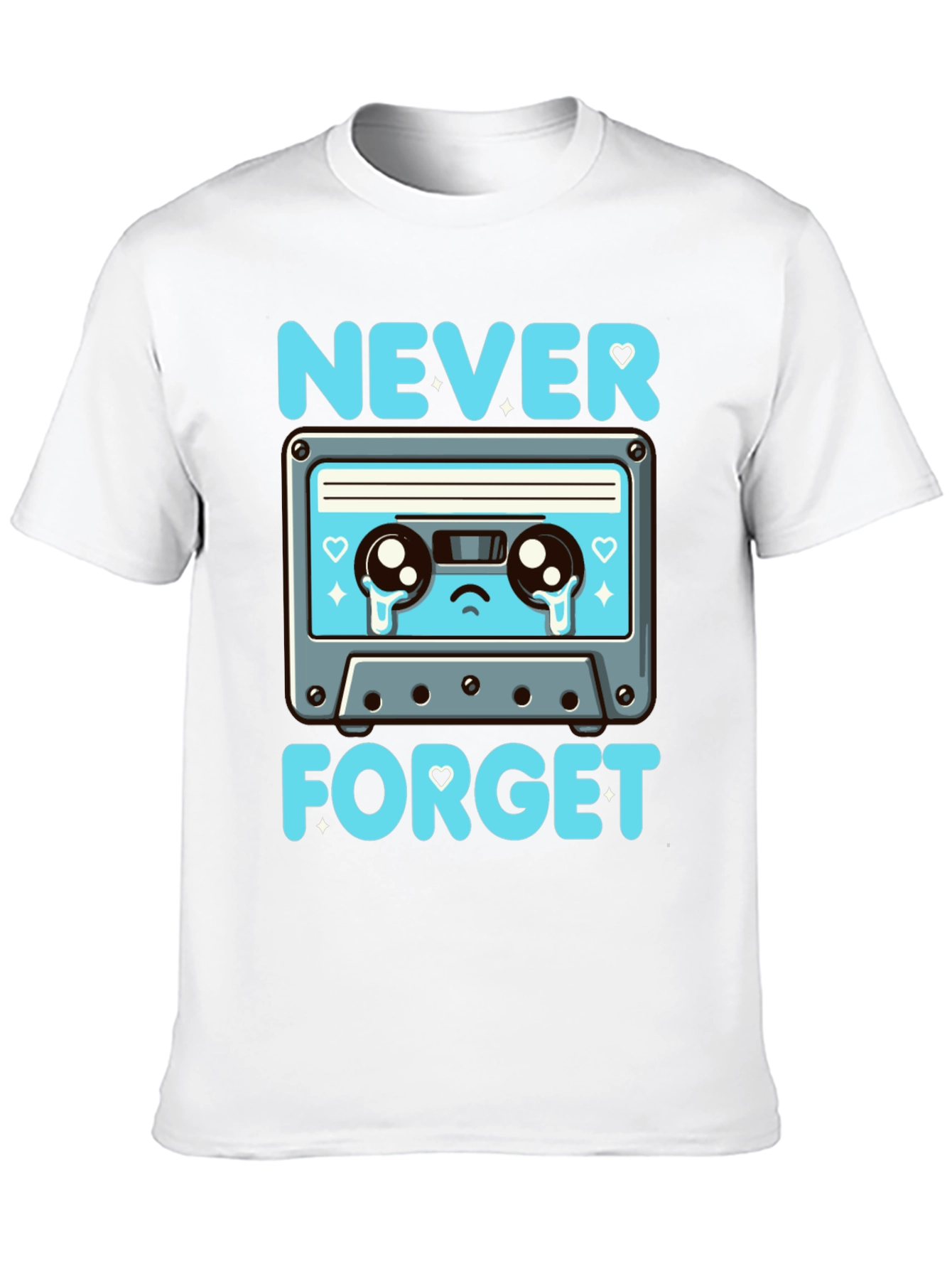 Black Retro Cassette Tape Never Forget T-Shirt view 10