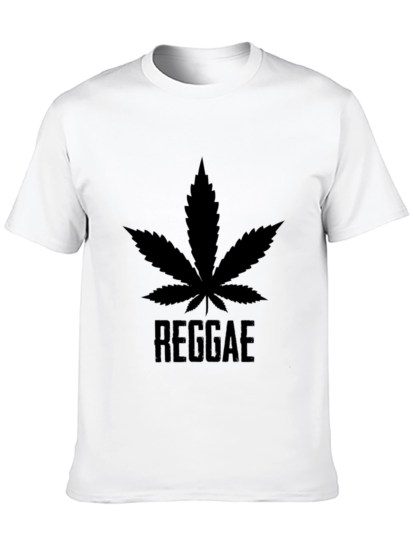 Black Reggae Leaf T-Shirt - Black Cotton Graphic Tee view 10