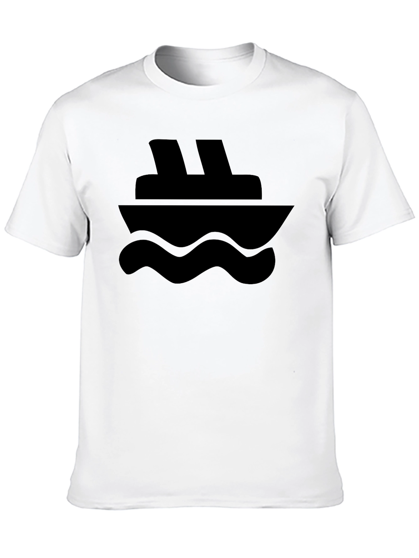 Black Nautical Cruise Ship Graphic Tee - Black Cotton T-Shirt view 10