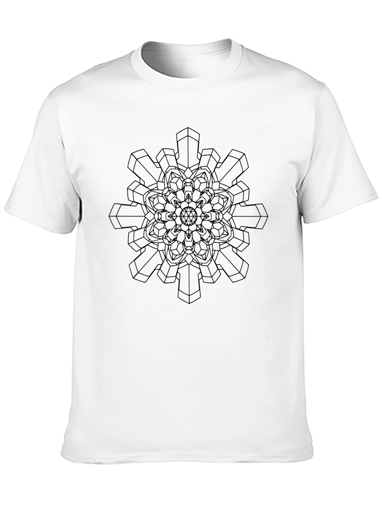 Black Geometric Snowflake Graphic Tee - Black view 10