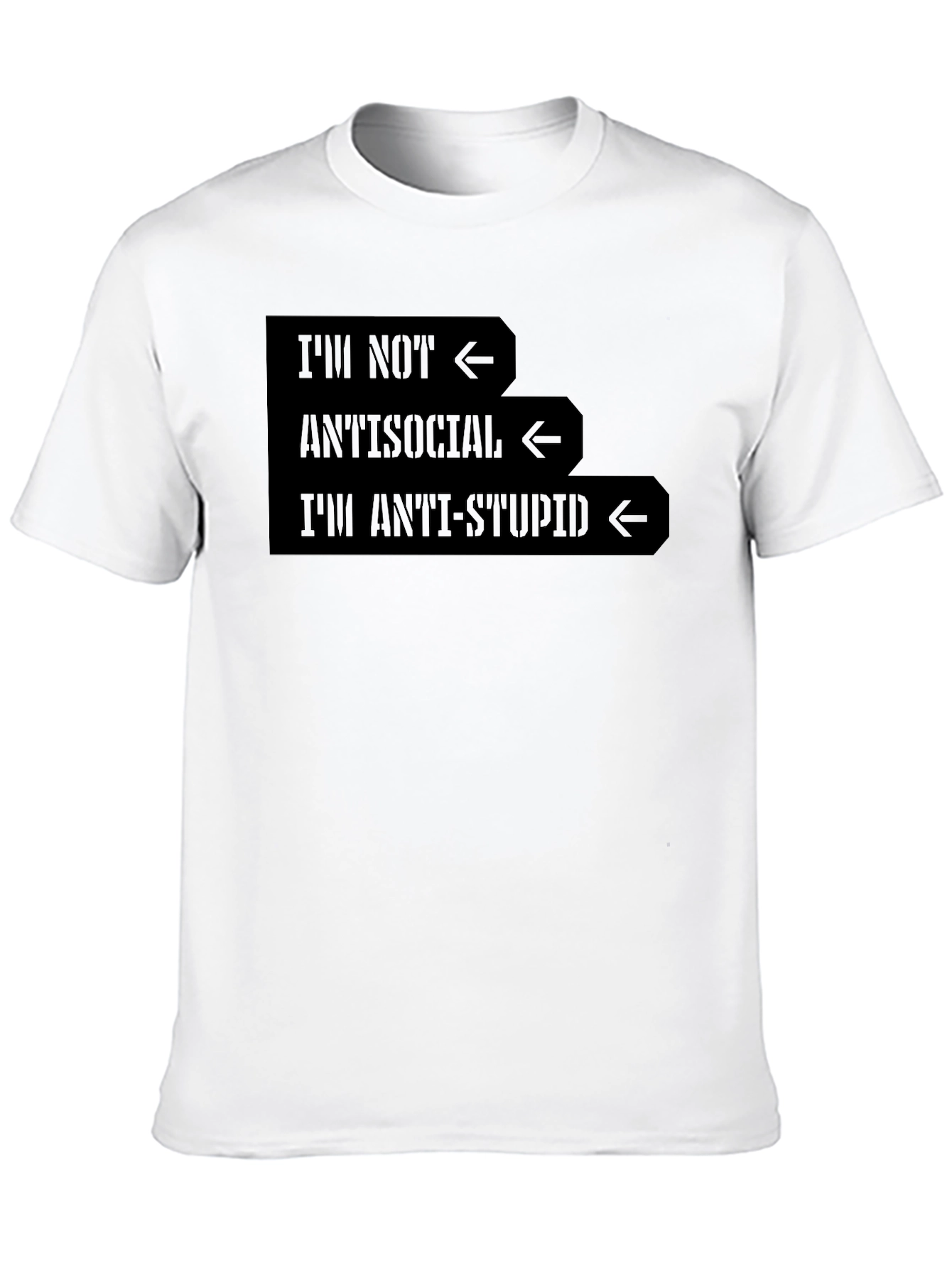 Black Anti-Stupid Graphic Tee - Sarcastic Humor T-Shirt view 10