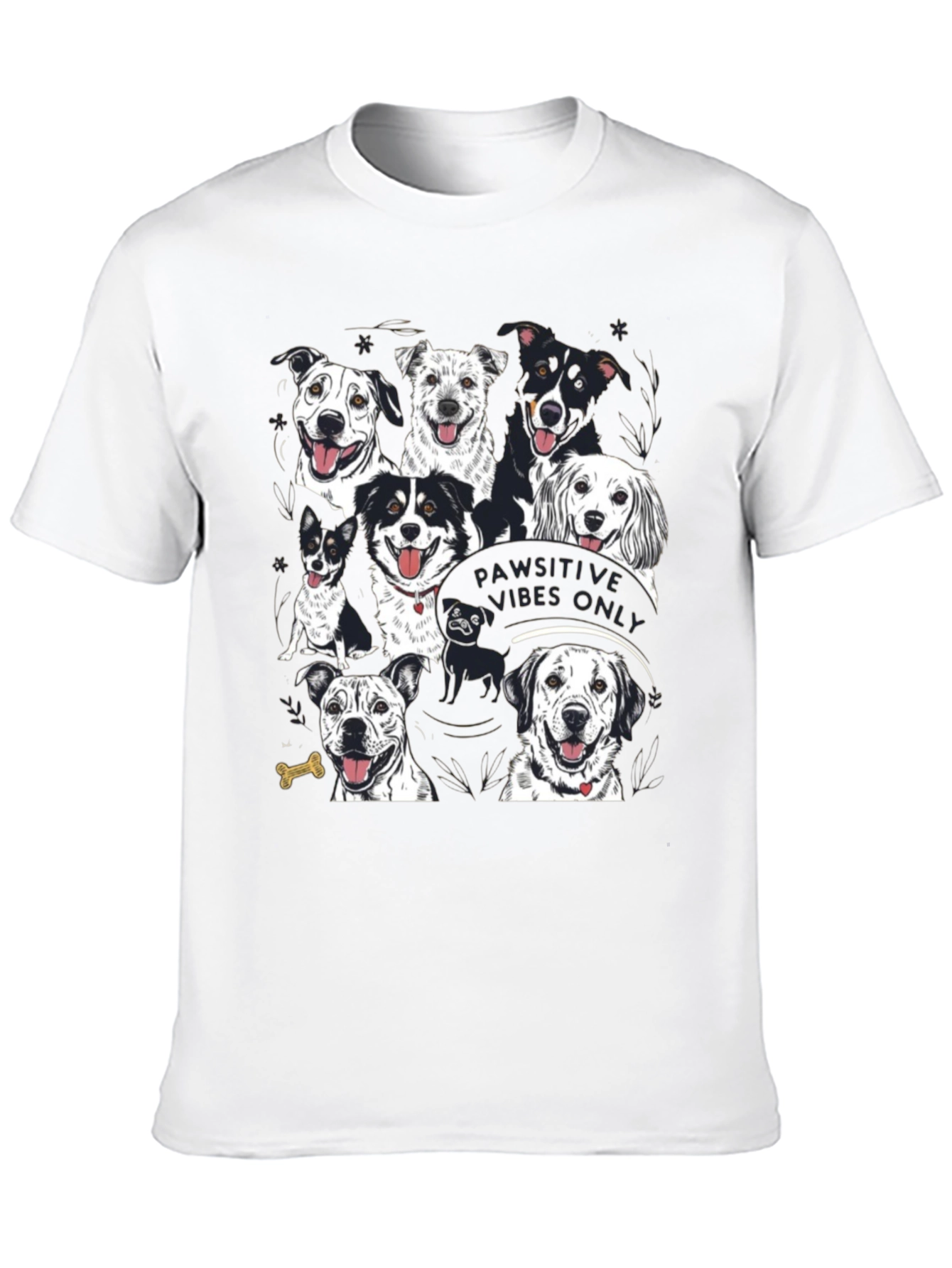 Black Pawsitive Vibes Only Dog Graphic T-Shirt view 10