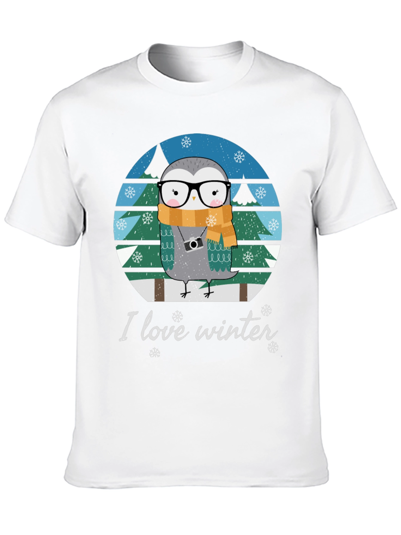 Black I Love Winter Owl T-Shirt view 10