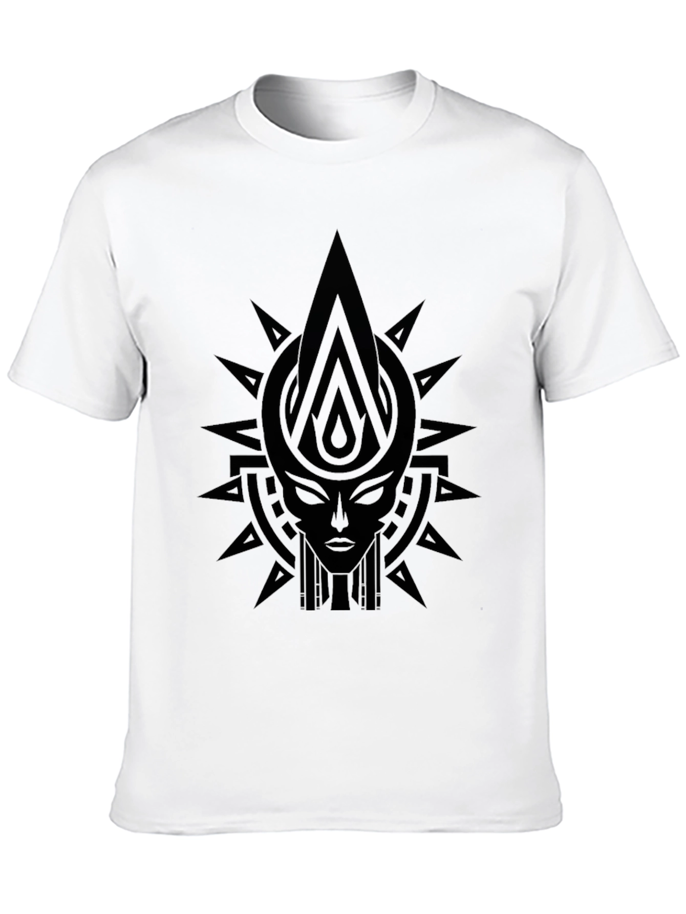 Black Tribal Goddess Graphic Print Black T-Shirt view 10