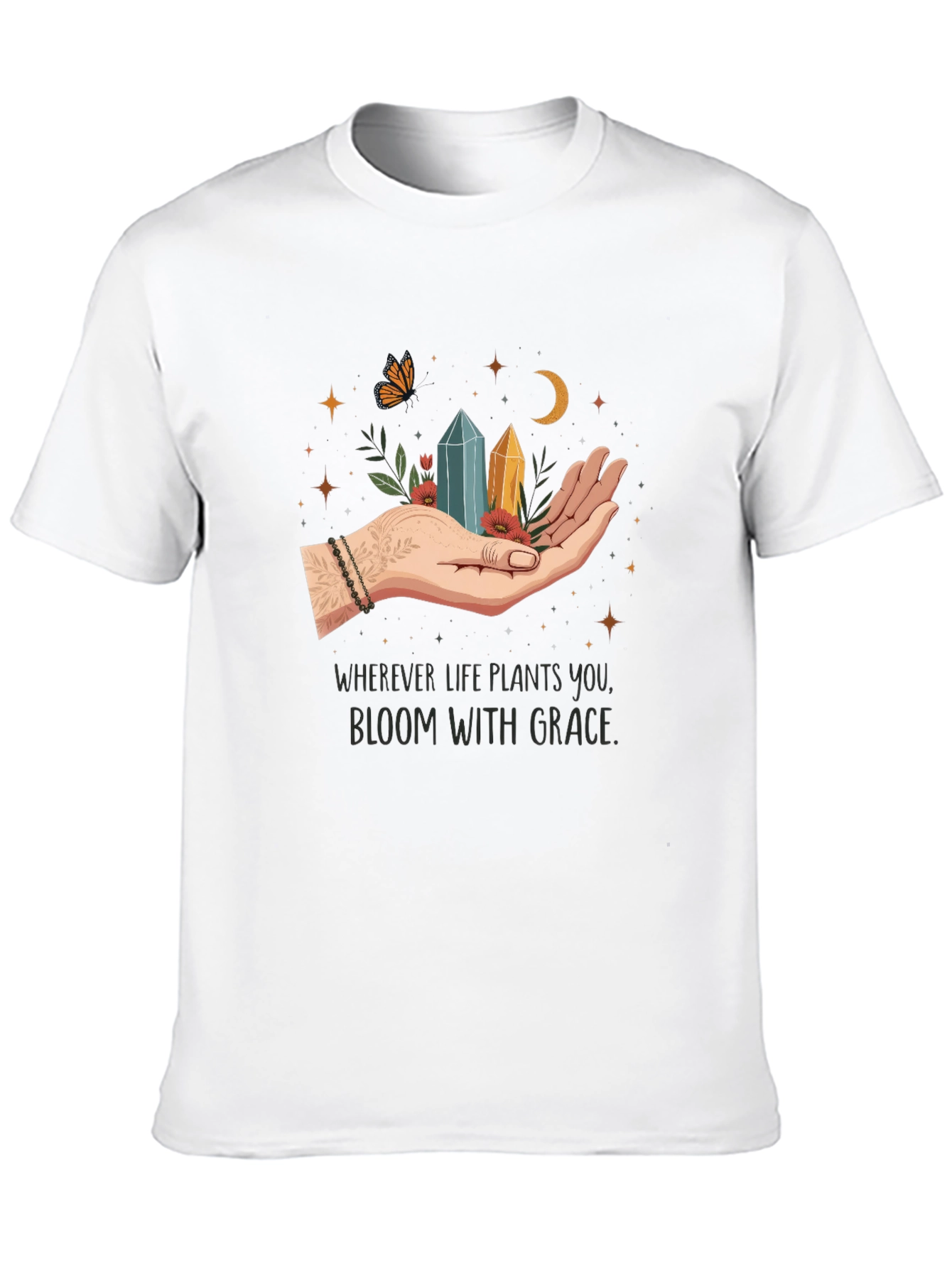 Black Bloom With Grace T-Shirt - Unisex Soft Cotton Tee view 10