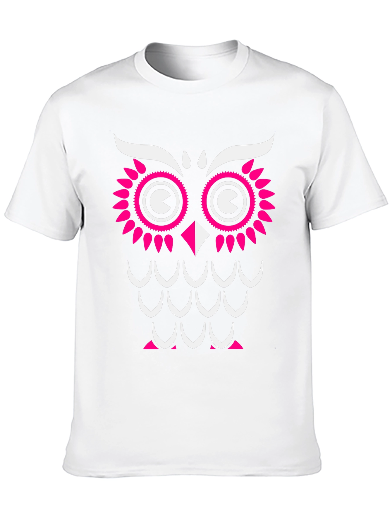 Black Owl Graphic Print T-Shirt - Black with Pink & White Design view 10