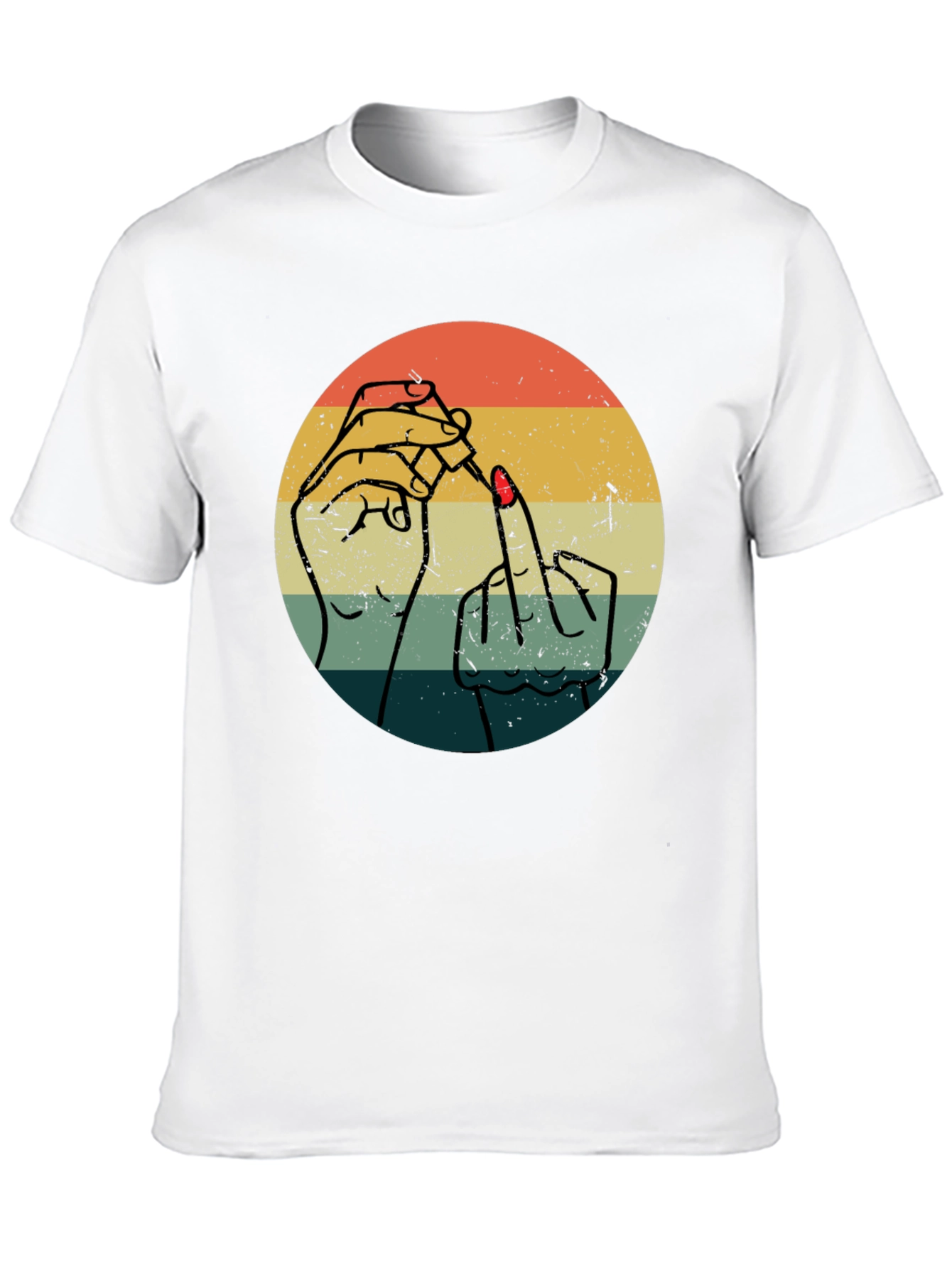 Black Retro Nail Polish Middle Finger Graphic Tee - Unisex view 10