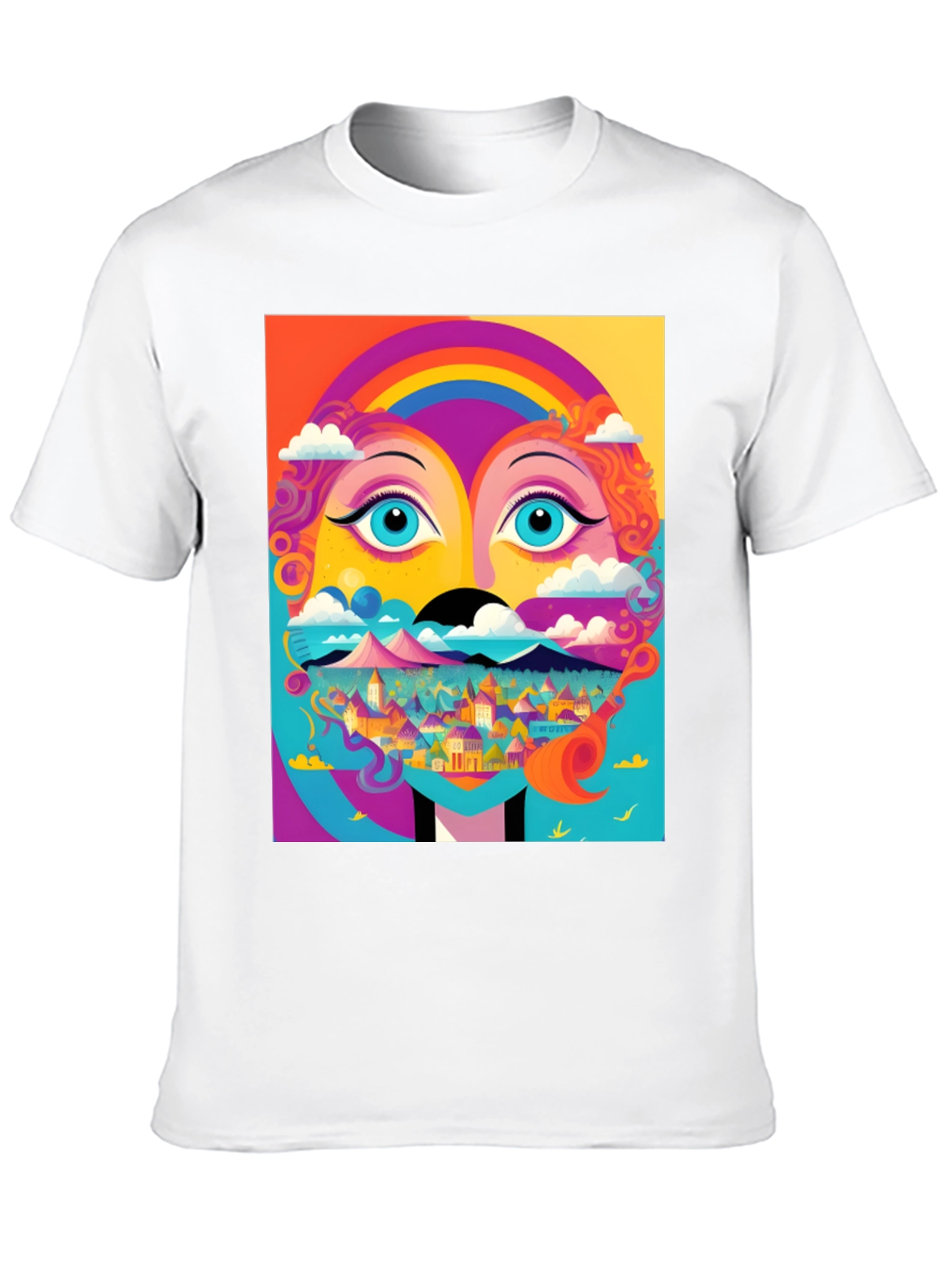 Black Vibrant Psychedelic Face Graphic T-Shirt view 10