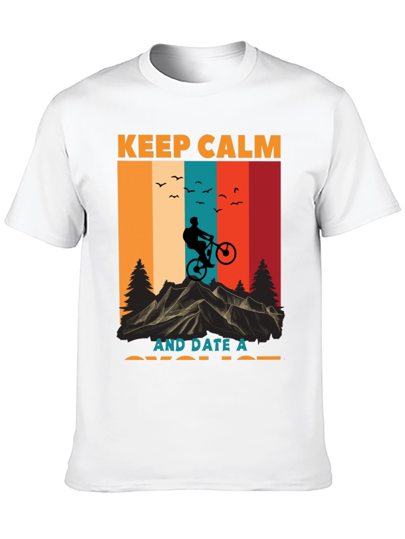 Black Keep Calm Date Cyclist T-Shirt - Mountain Bike Design view 10