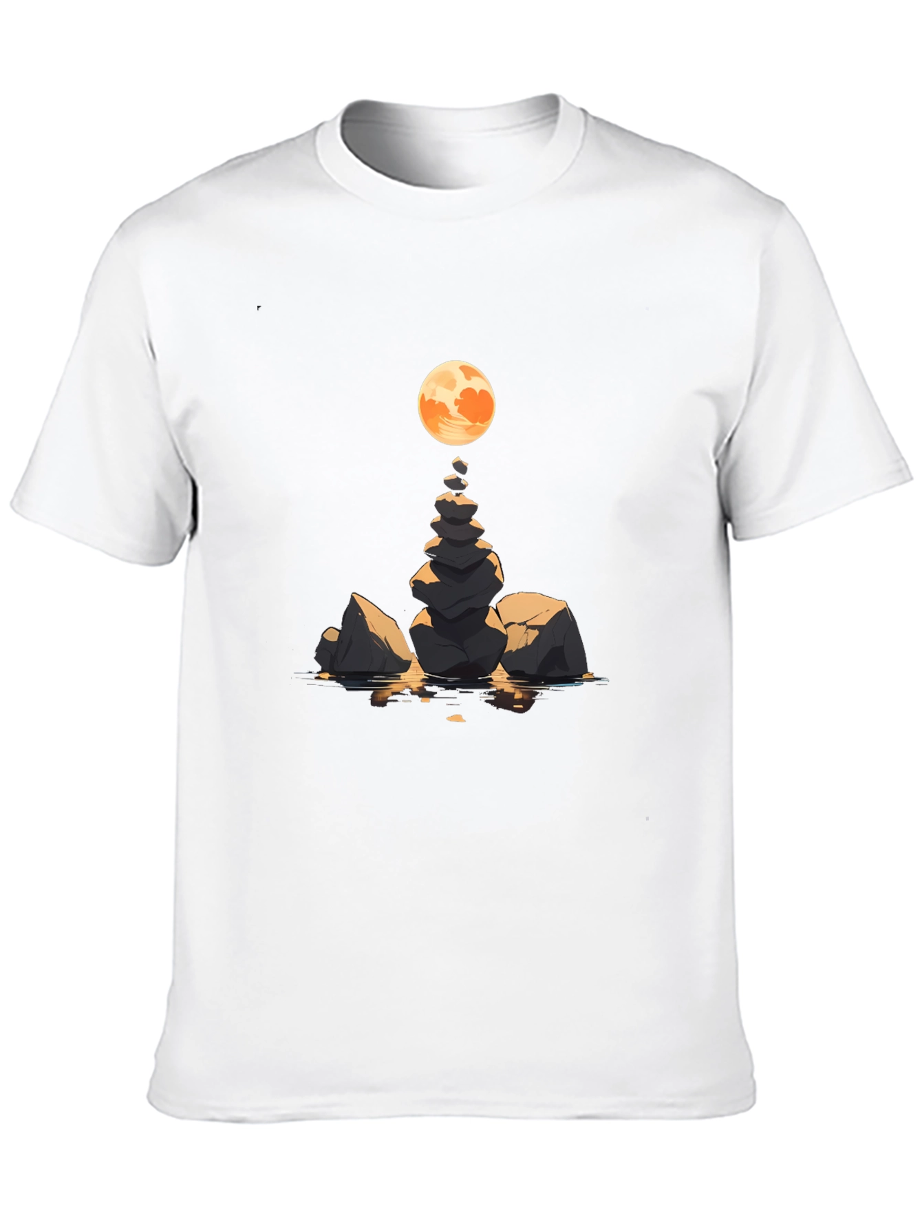 Black Zen Rock Stack & Moon Graphic Tee view 10