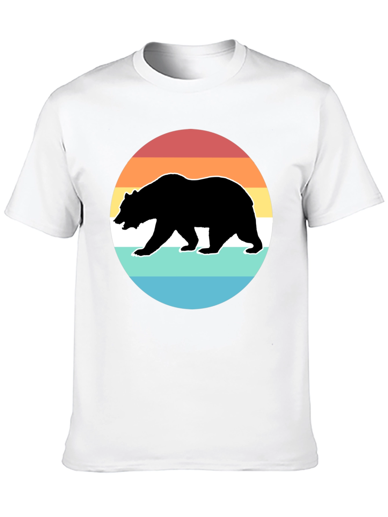 Black Retro Bear Sunset Graphic T-Shirt - Black view 10