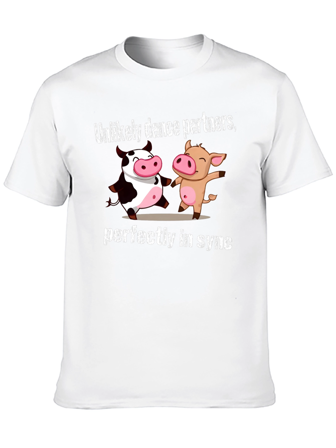 Black Unlikely Dance Partners Tee: Cow and Pig in Sync view 10