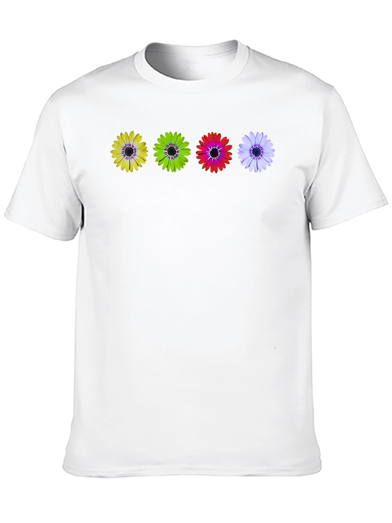 Black Colorful Daisy T-Shirt - Unique Floral Design view 10