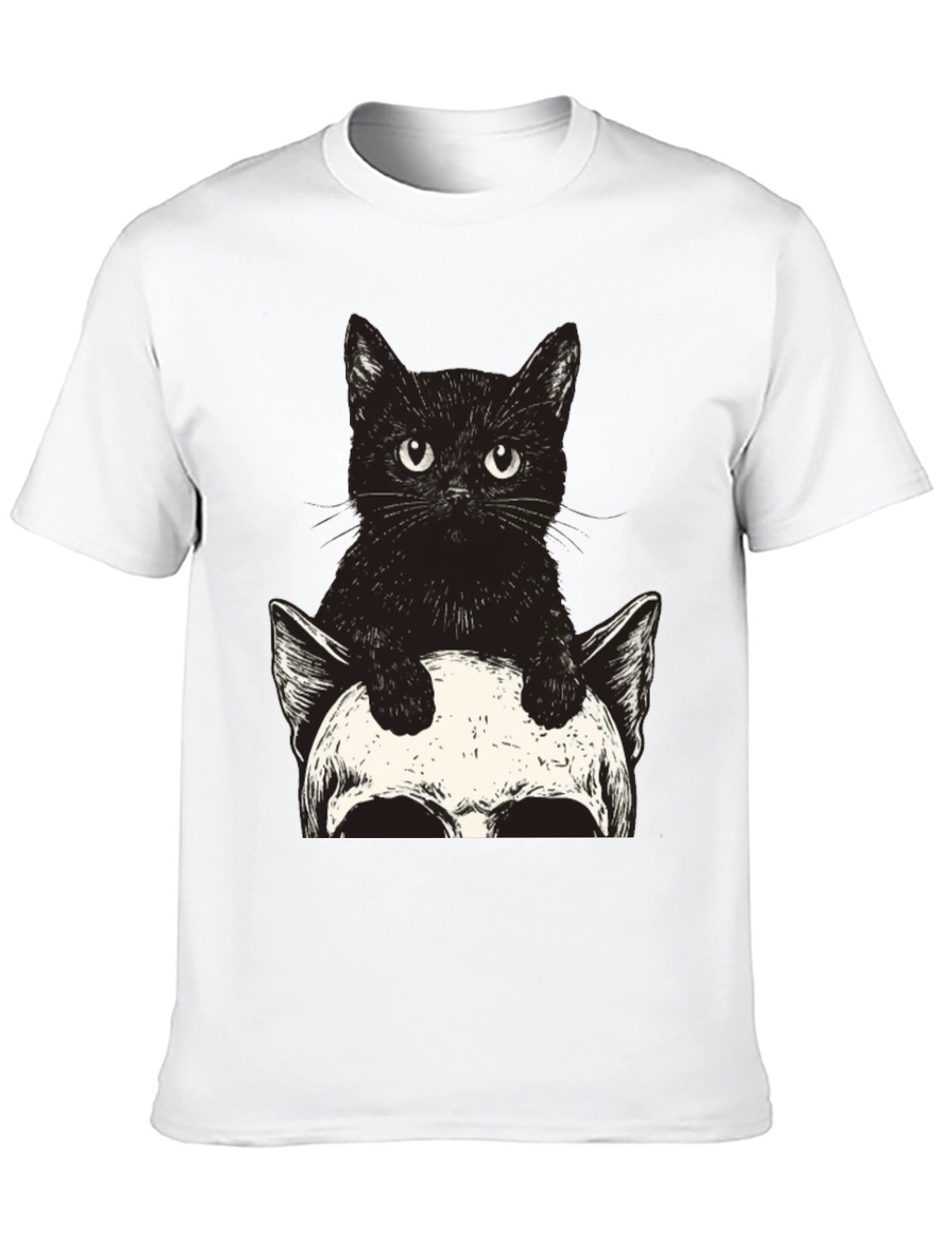 Black Cat & Skull Graphic Tee - Unique Print view 10