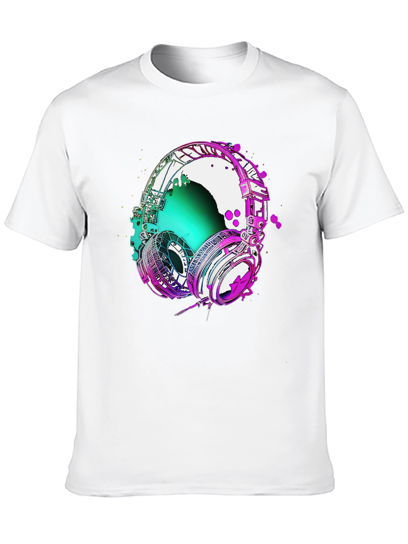 Black Vivid Headphones Graphic Tee - Music Lover's T-Shirt view 10