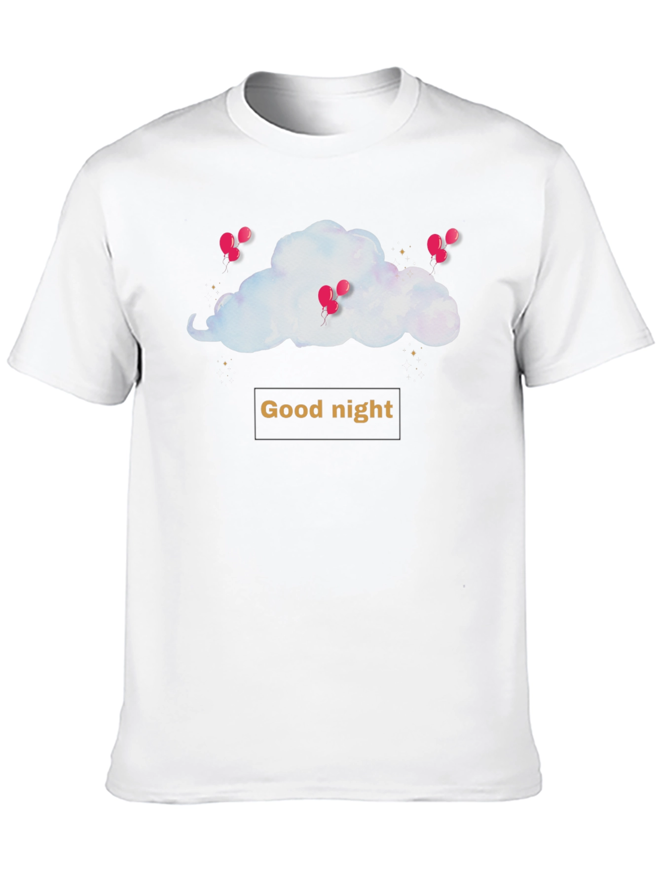 Black Good Night Cloud and Balloons Black T-shirt view 10