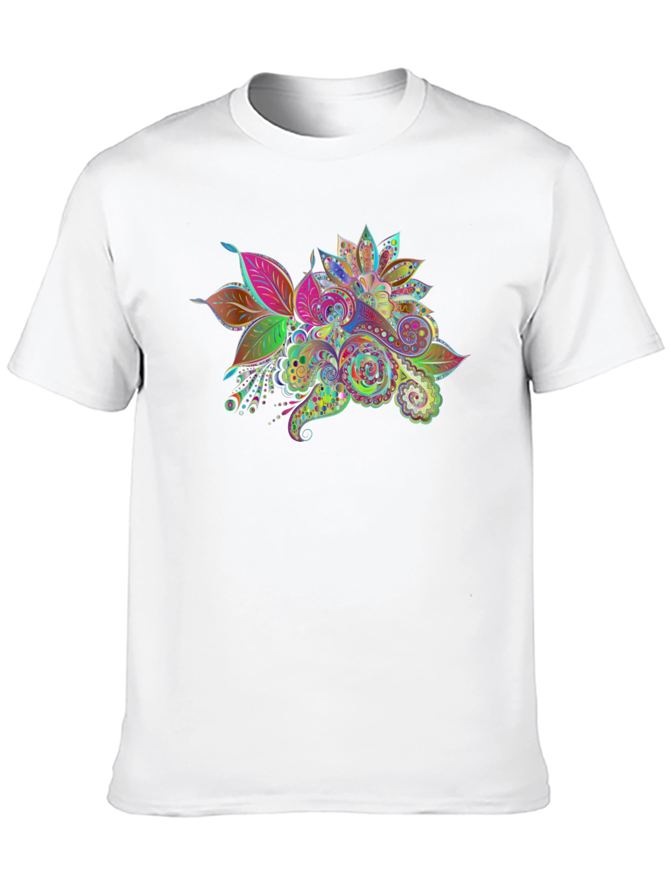 Black Floral Paisley Print Black T-Shirt view 10