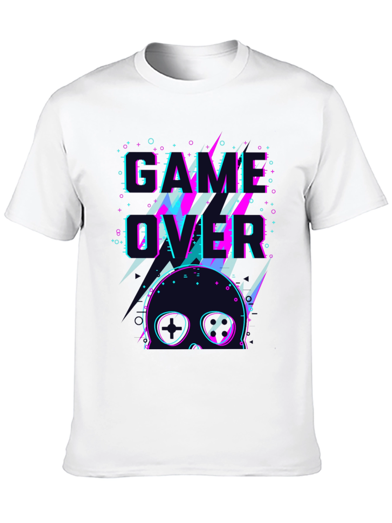Black Game Over Skull Graphic Tee - Black Crew Neck view 10