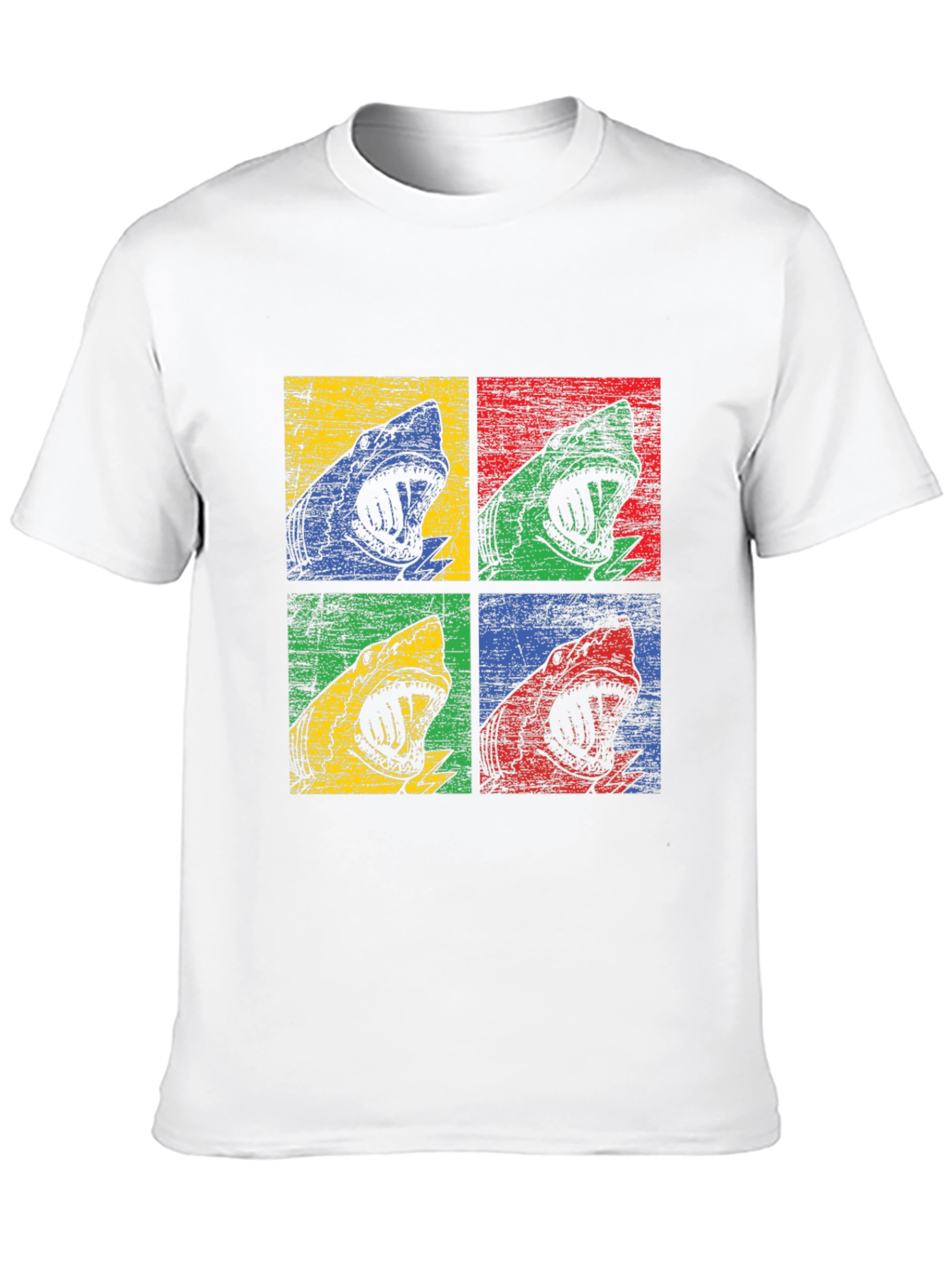 Black Shark Pop Art Graphic Print Black T-Shirt view 10