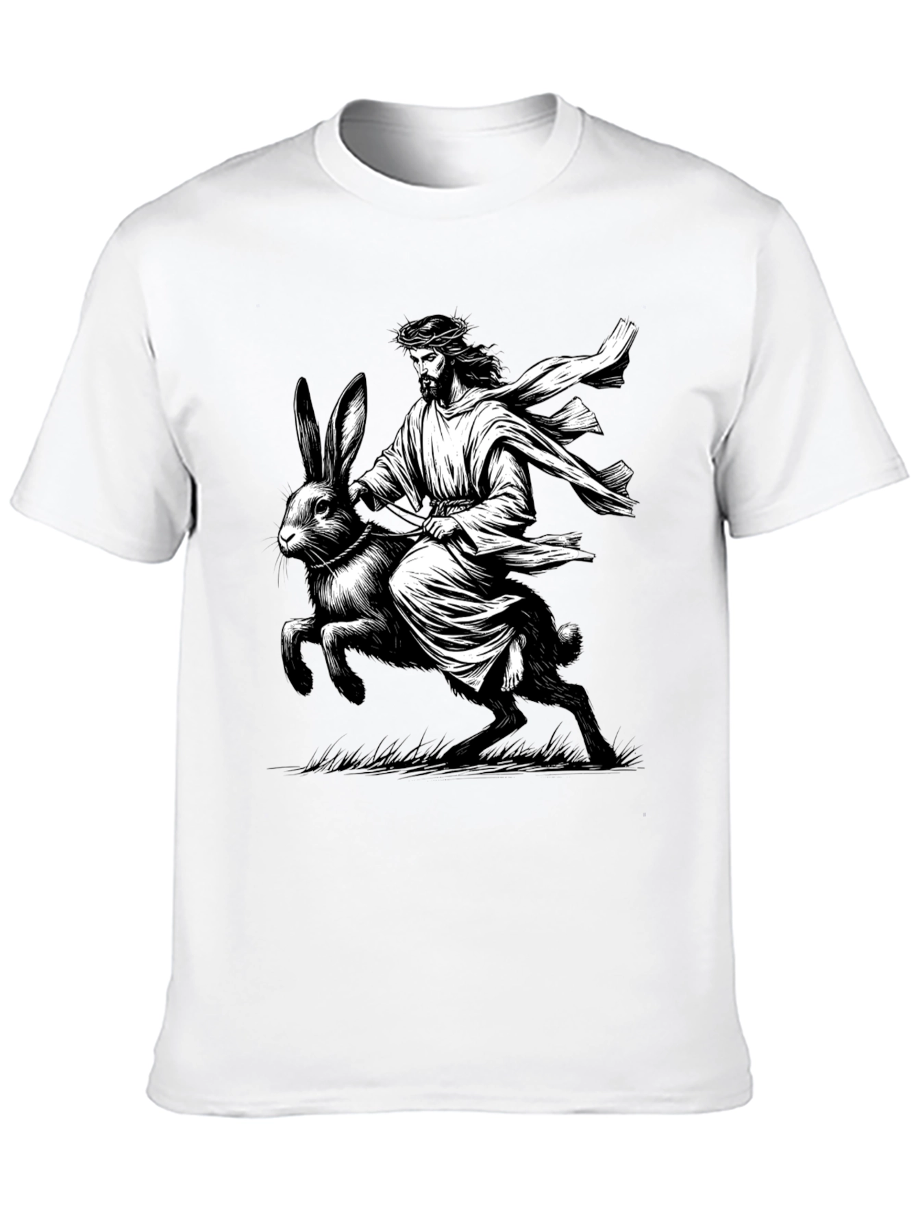 Black Jesus Riding Easter Bunny Graphic Tee view 10