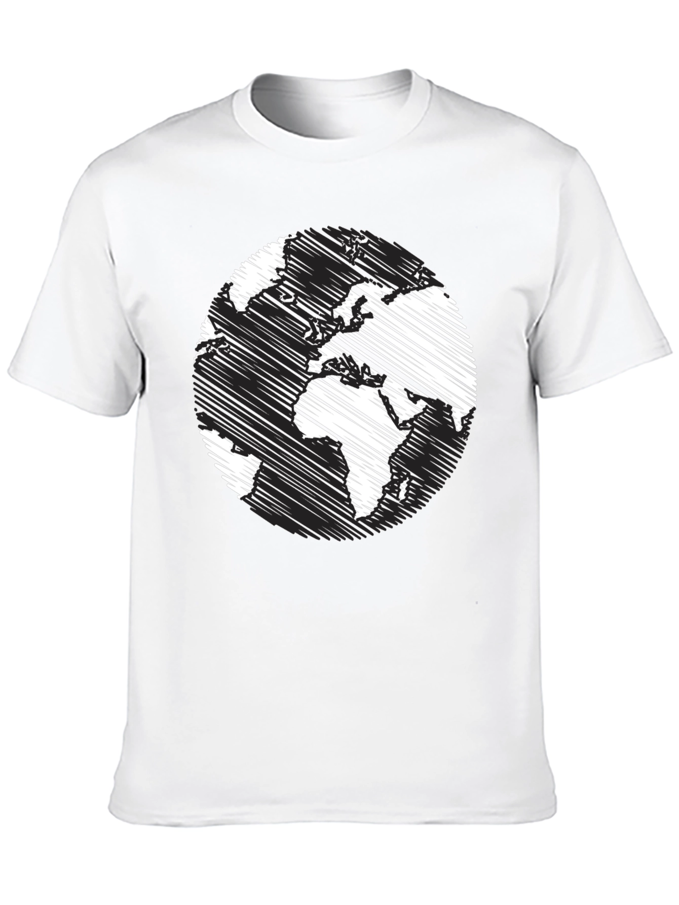 Black World Map Graphic T-Shirt - Black Crew Neck Tee view 10