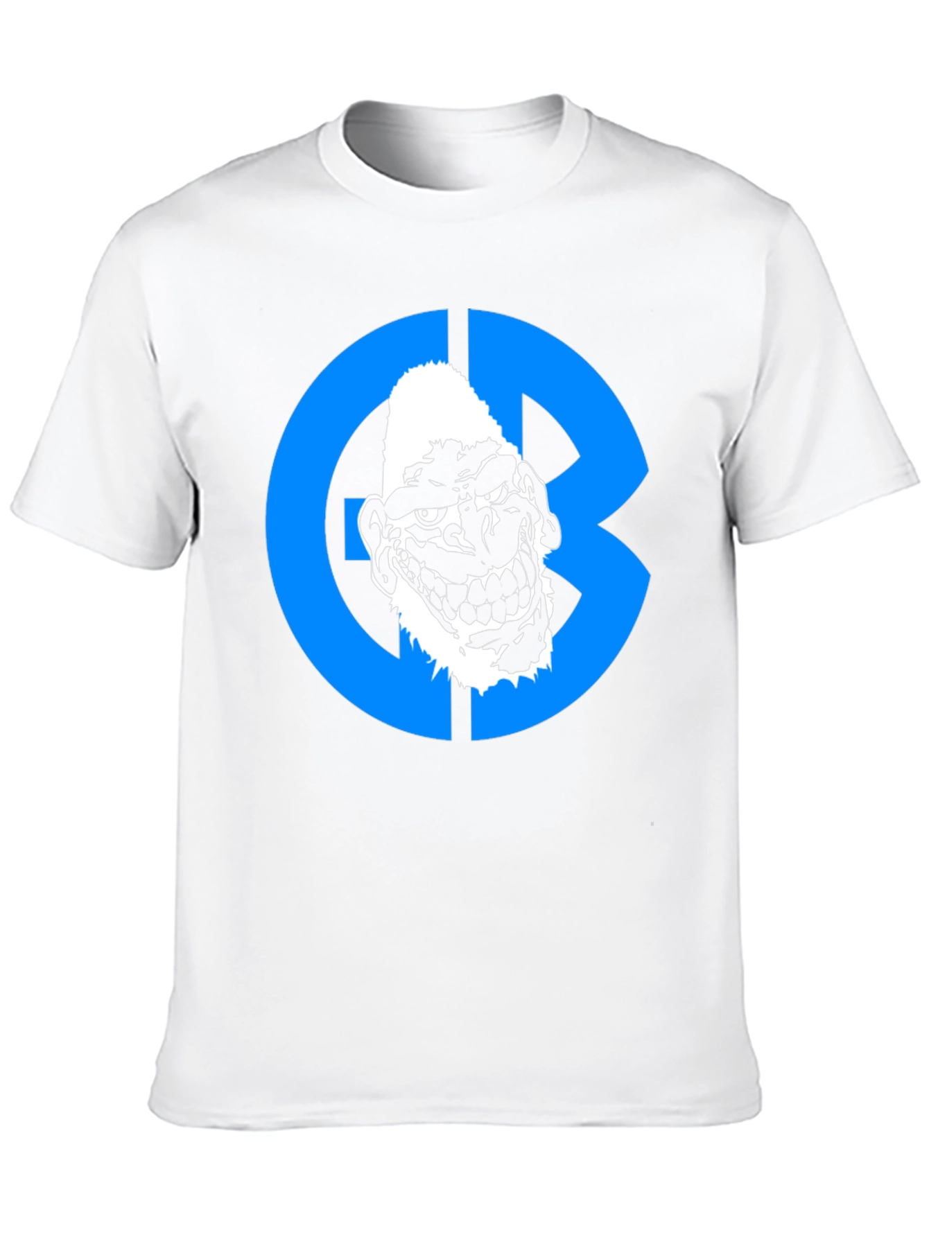 Black Graphic Tee: Grotesque Face in Blue Circle view 10