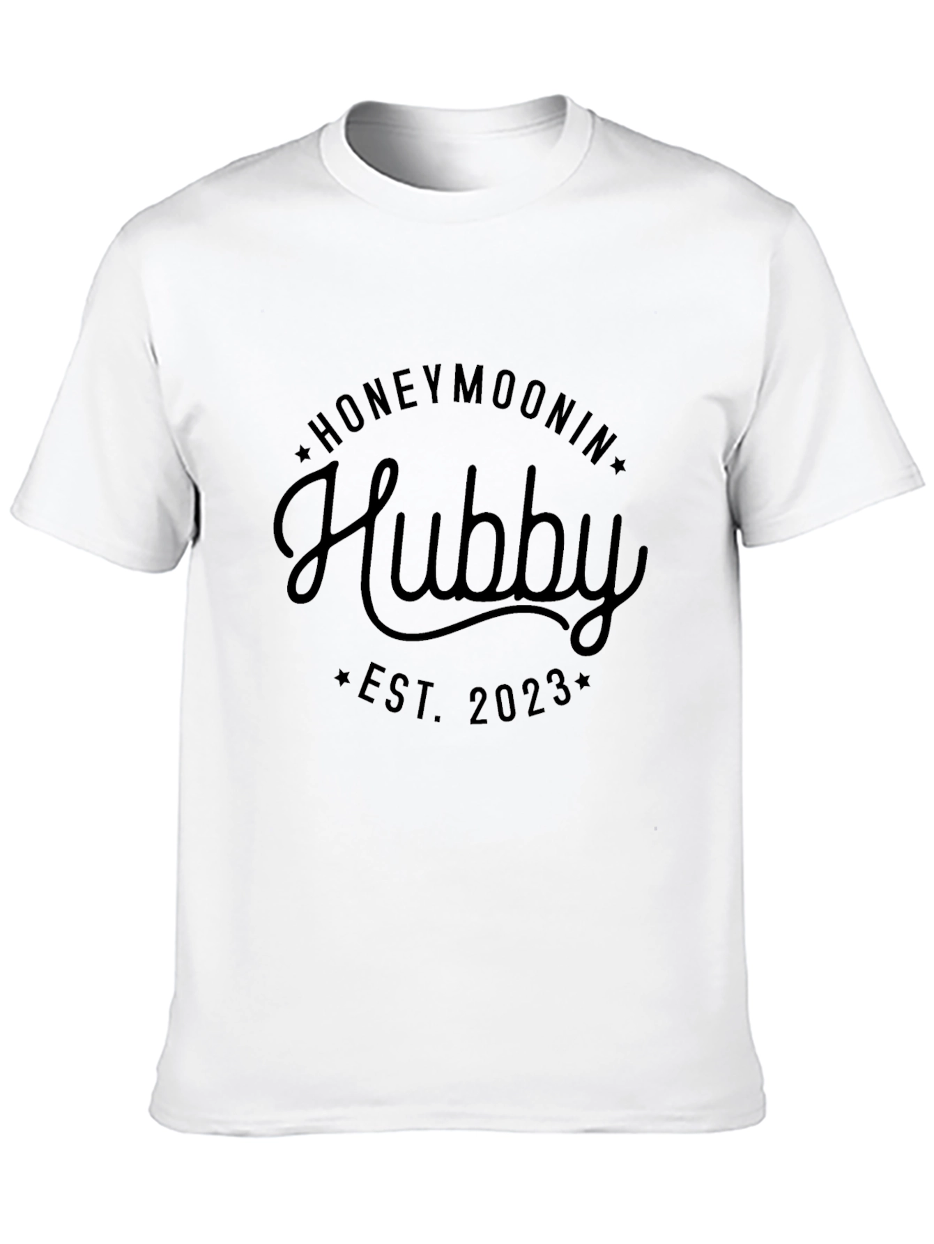 Black Honeymoonin' Hubby Est. 2023 Black T-Shirt view 10