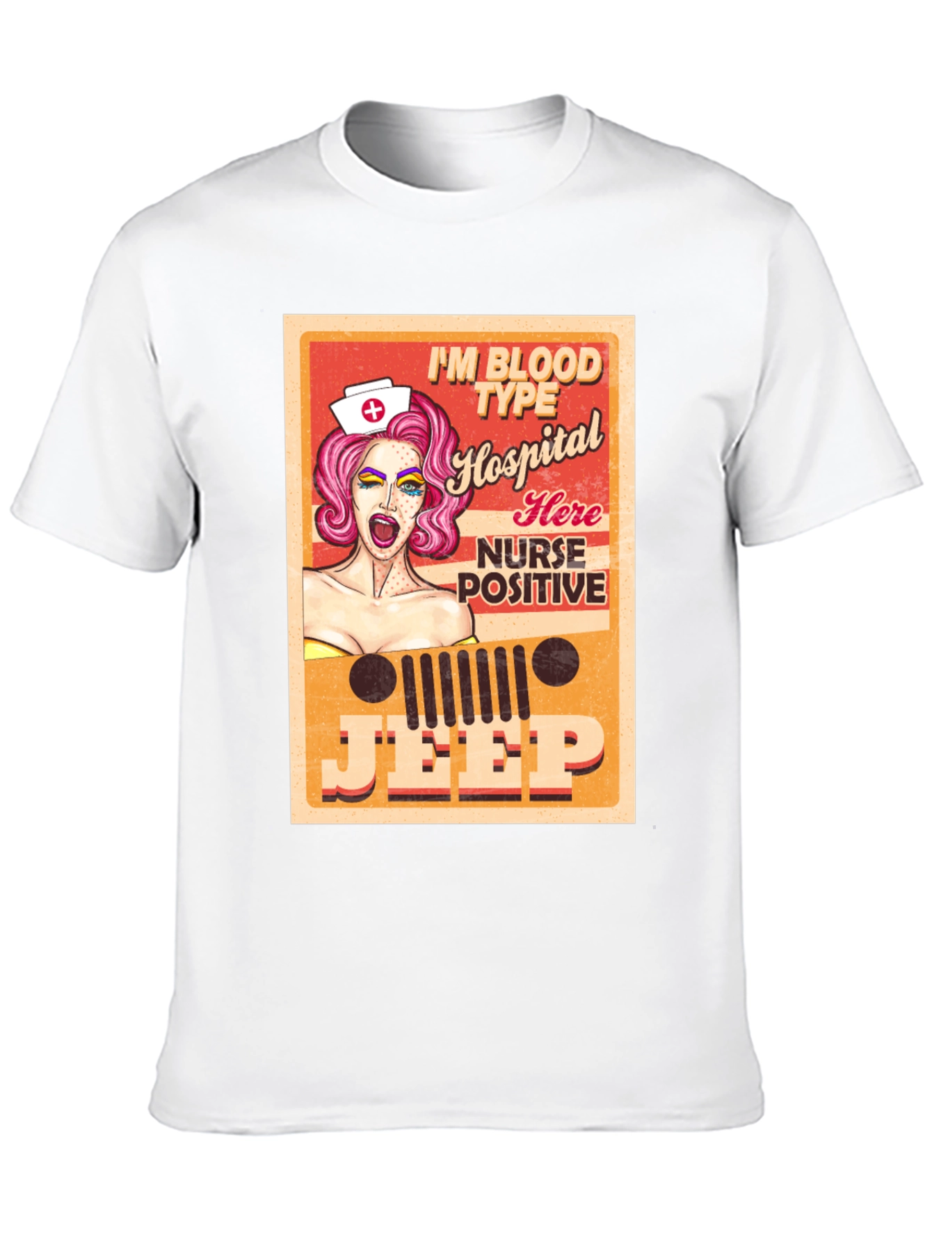 Black Nurse Jeep Graphic Tee - Blood Type Positive T-Shirt view 10