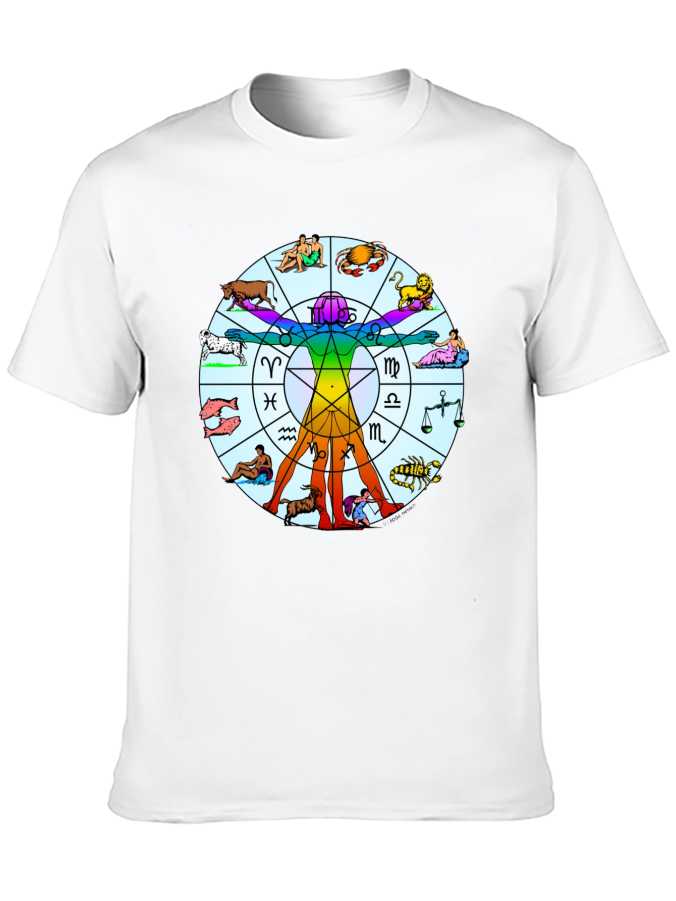 Black Zodiac Vitruvian Man Graphic T-Shirt - Black view 10